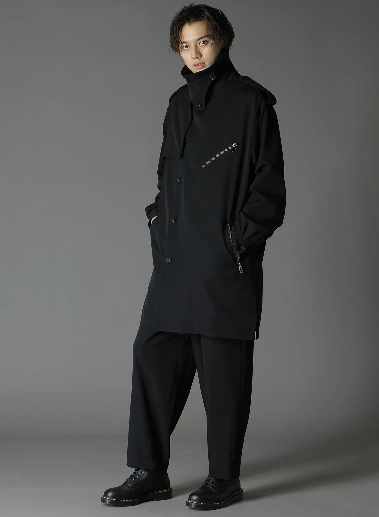 WOOL GABARDINE ZIPPER POCKET TRENCH COAT sold by Yohji Yamamoto product image thumbnail 2