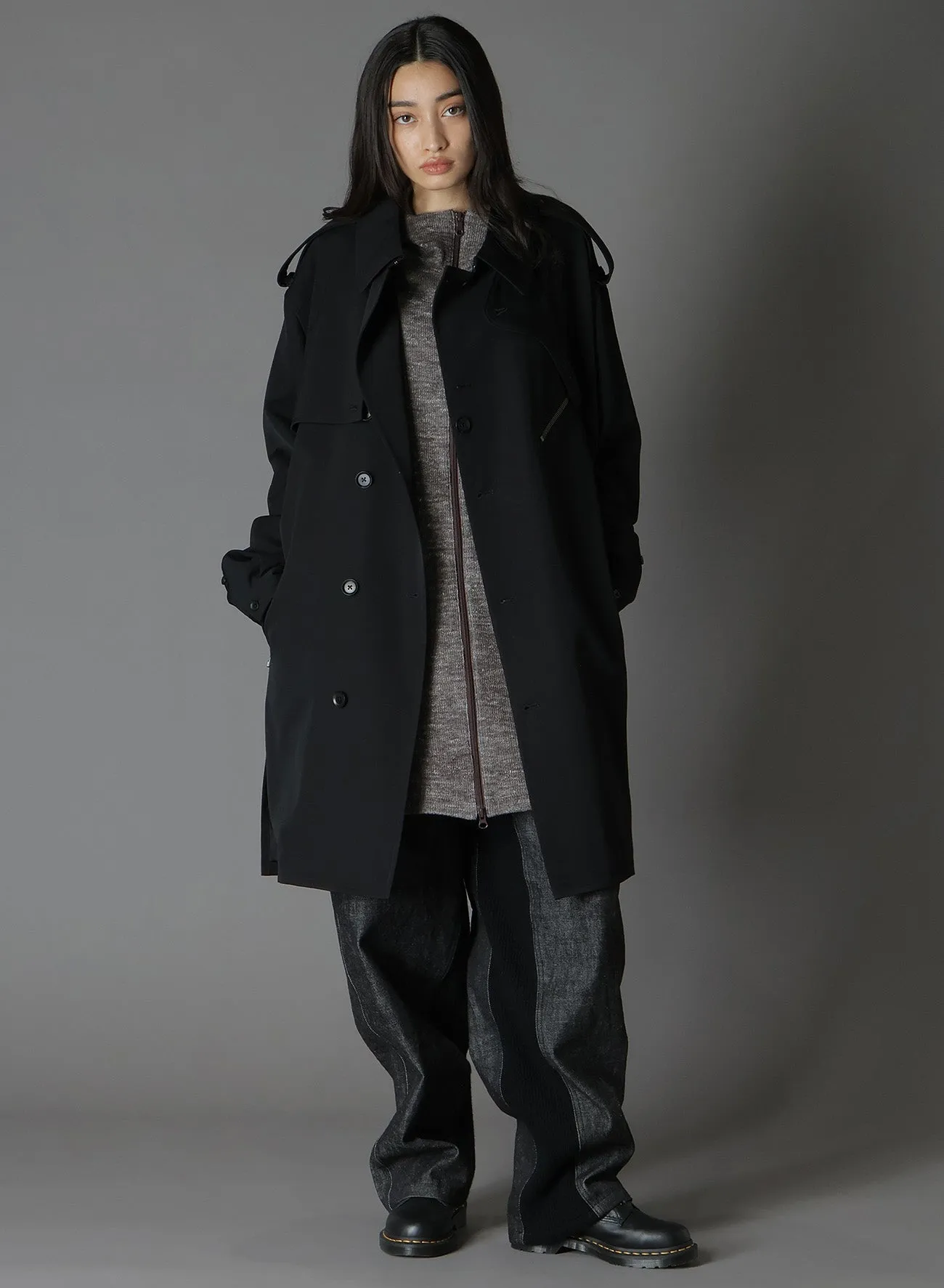 WOOL GABARDINE ZIPPER POCKET TRENCH COAT sold by Yohji Yamamoto product image thumbnail 3
