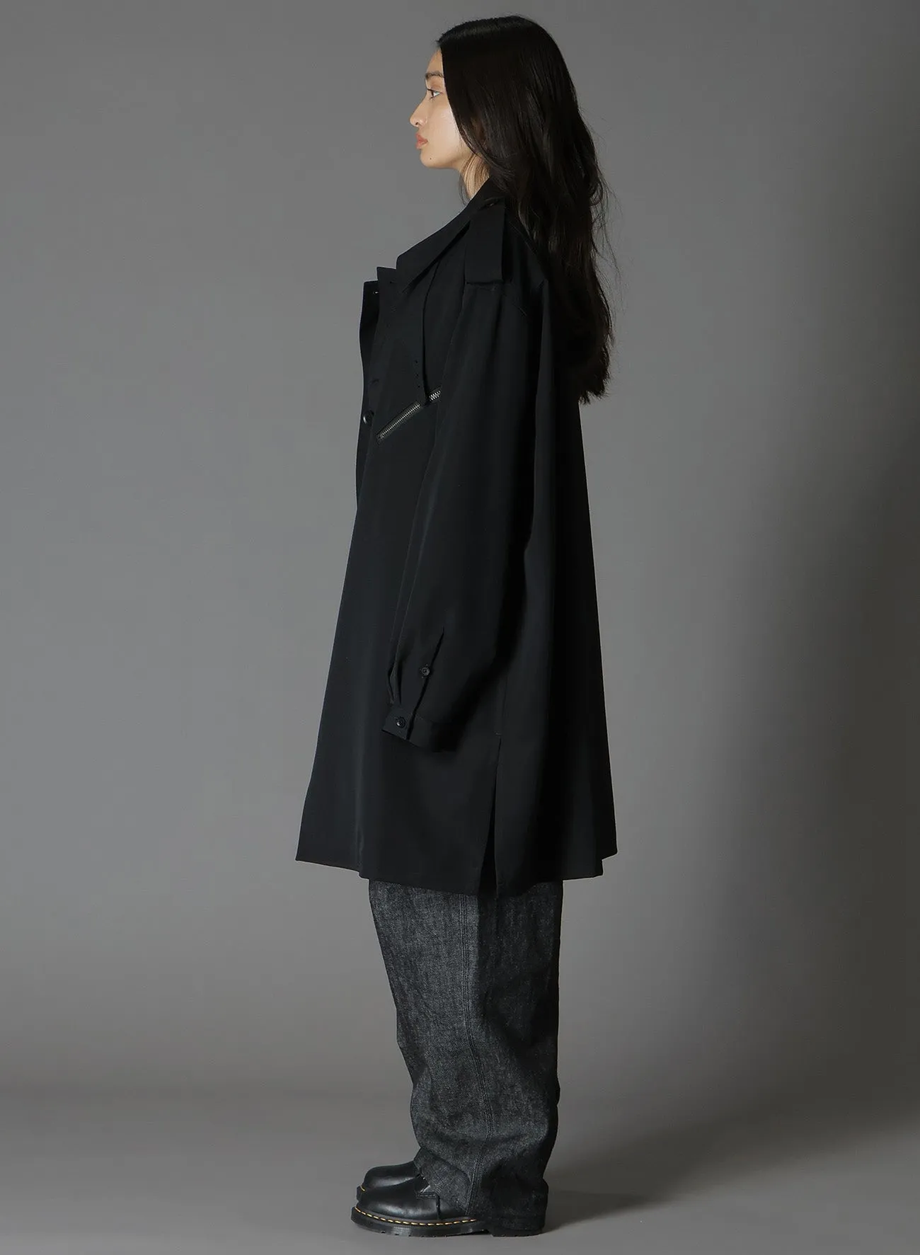 WOOL GABARDINE ZIPPER POCKET TRENCH COAT sold by Yohji Yamamoto product image thumbnail 4