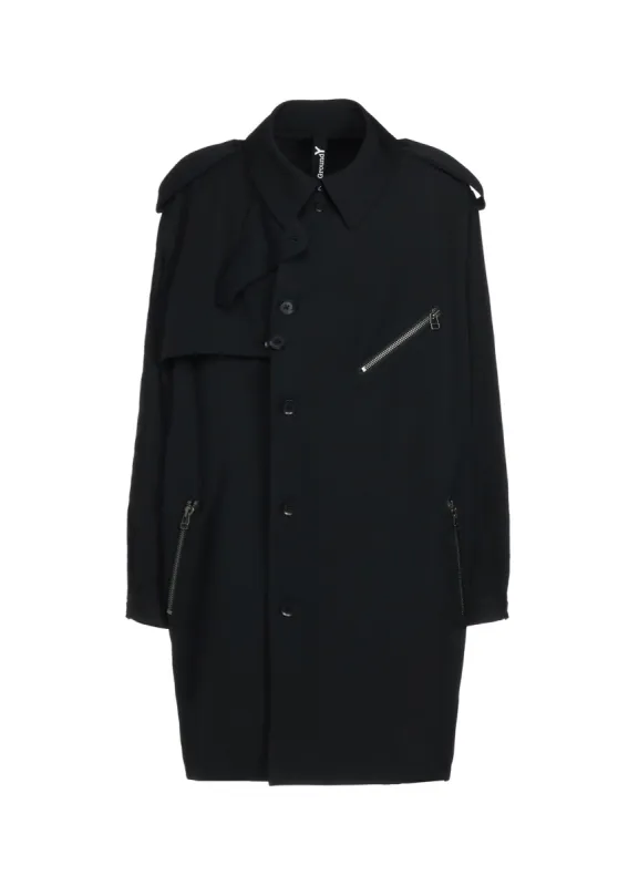 WOOL GABARDINE ZIPPER POCKET TRENCH COAT made by Yohji Yamamoto
