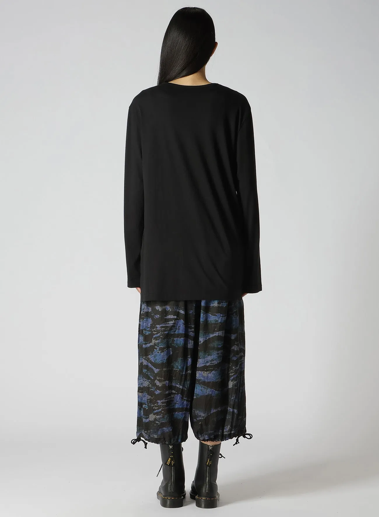 COTTON MODAL JERSEY DRAWSTRING SHIRRED LONG SLEEVE T-SHIRT sold by Yohji Yamamoto product image thumbnail 4