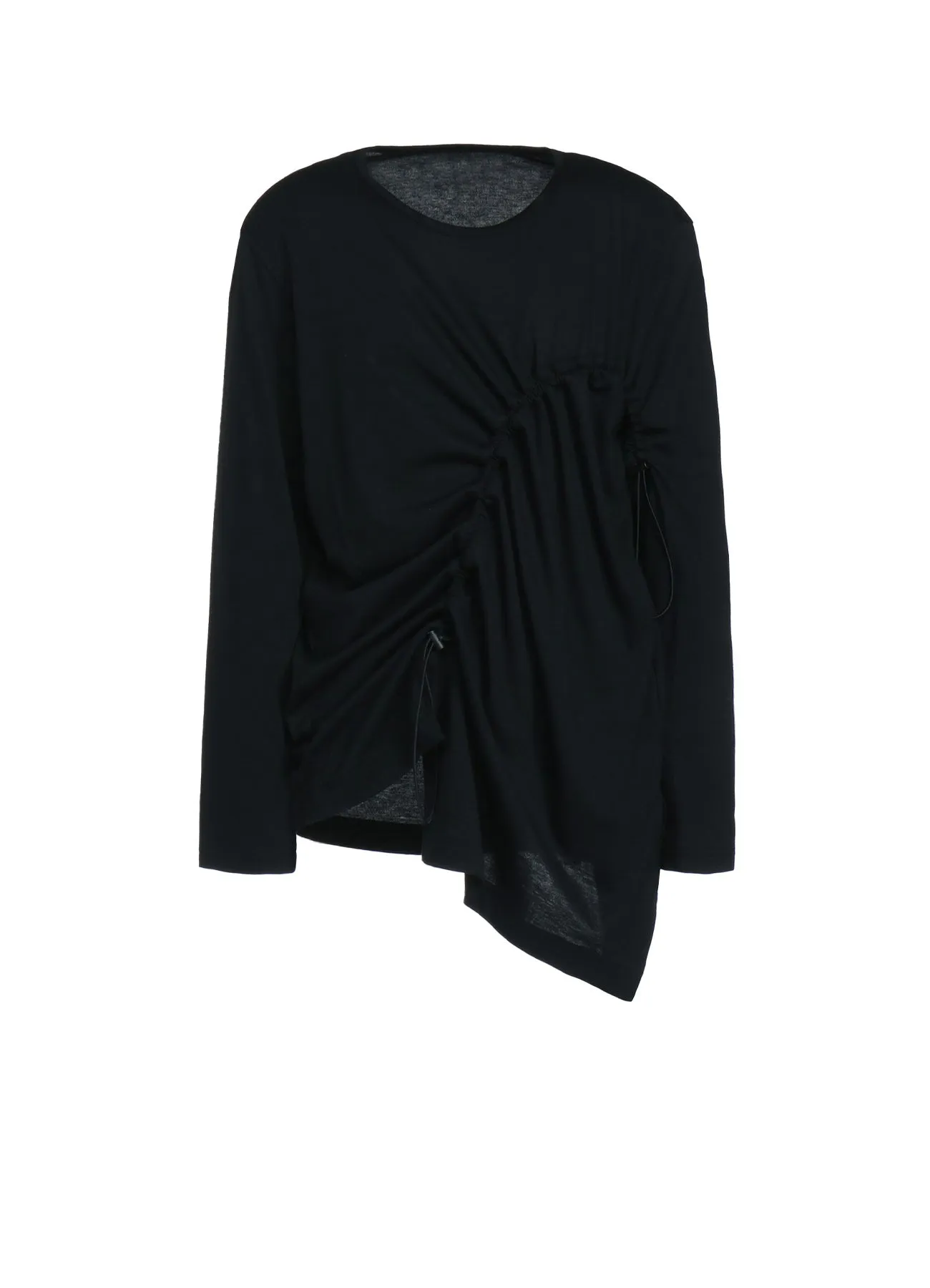 COTTON MODAL JERSEY DRAWSTRING SHIRRED LONG SLEEVE T-SHIRT sold by Yohji Yamamoto