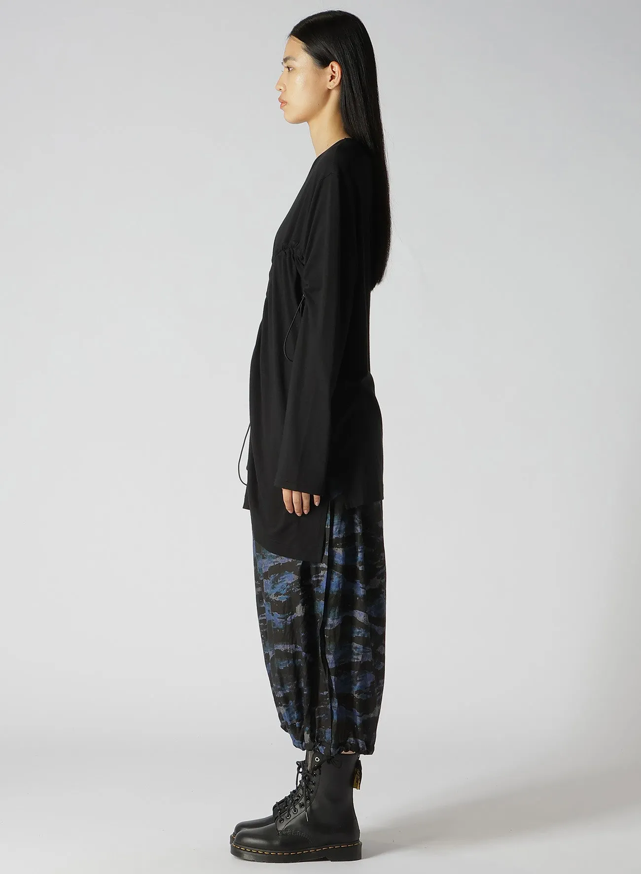 COTTON MODAL JERSEY DRAWSTRING SHIRRED LONG SLEEVE T-SHIRT sold by Yohji Yamamoto product image thumbnail 3