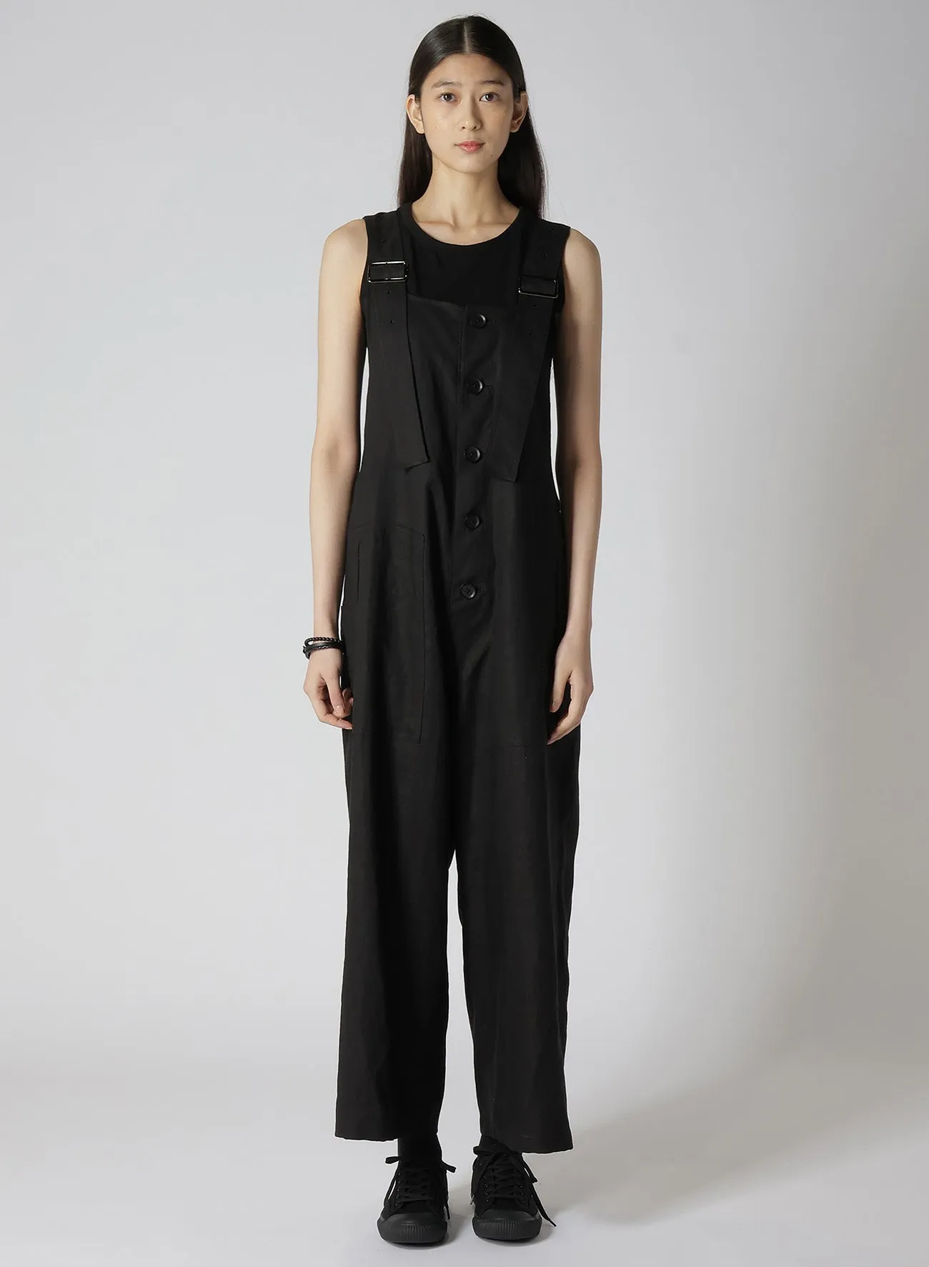 LINEN LAWN FRONT BUTTON OVERALLS sold by Yohji Yamamoto product image thumbnail 3