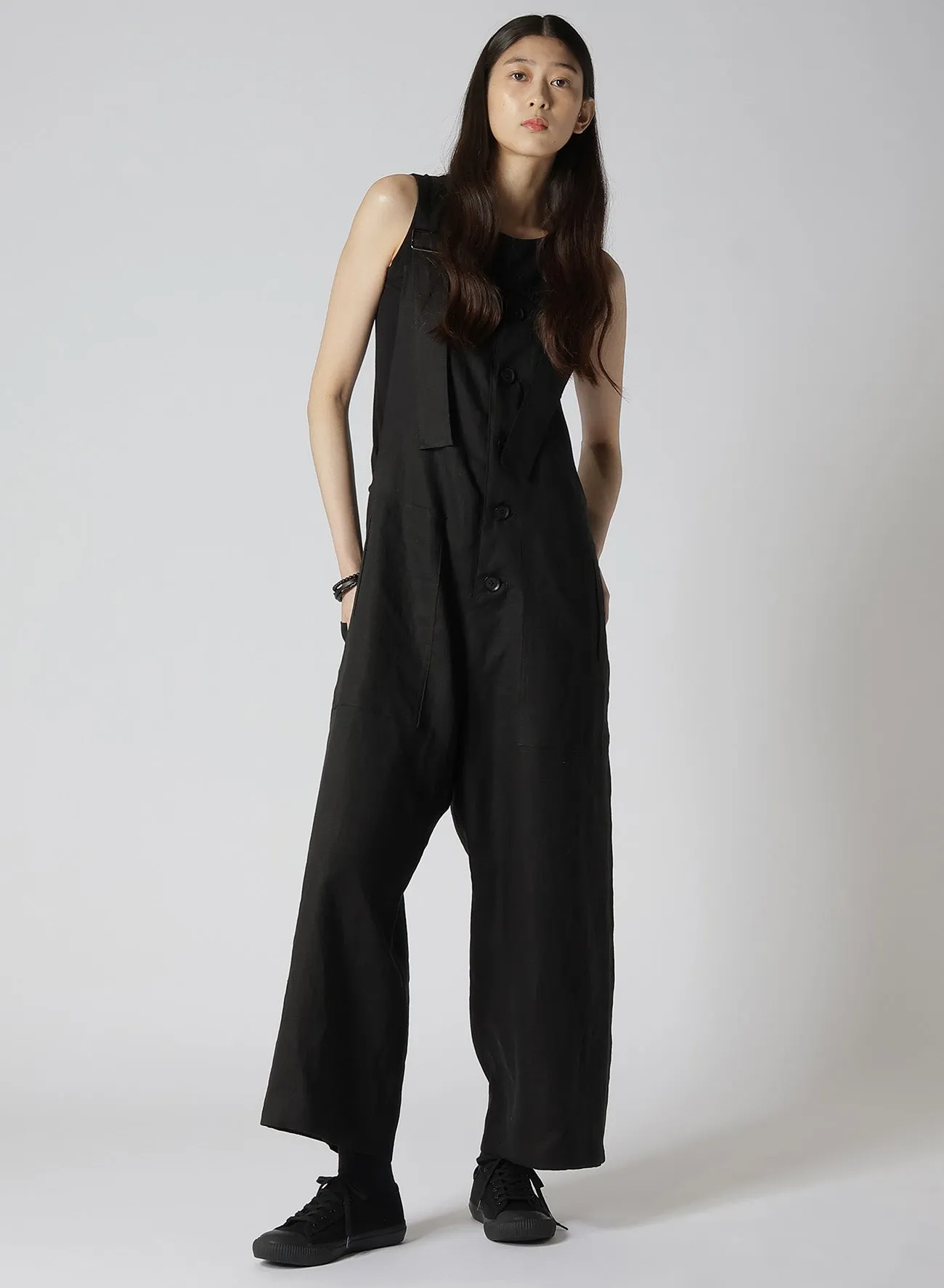 LINEN LAWN FRONT BUTTON OVERALLS sold by Yohji Yamamoto product image thumbnail 2