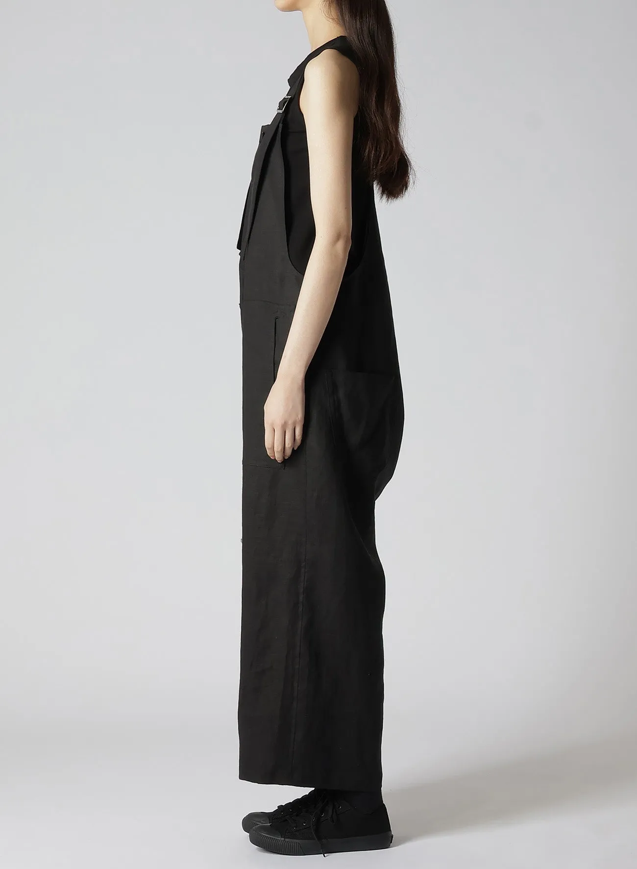 LINEN LAWN FRONT BUTTON OVERALLS sold by Yohji Yamamoto product image thumbnail 4