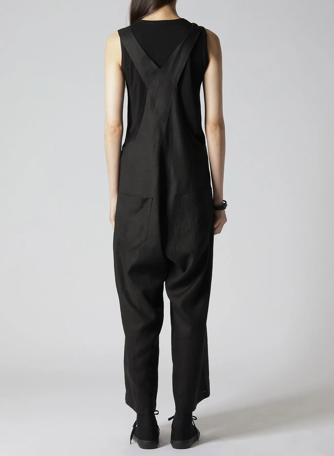 LINEN LAWN FRONT BUTTON OVERALLS sold by Yohji Yamamoto product image thumbnail 5