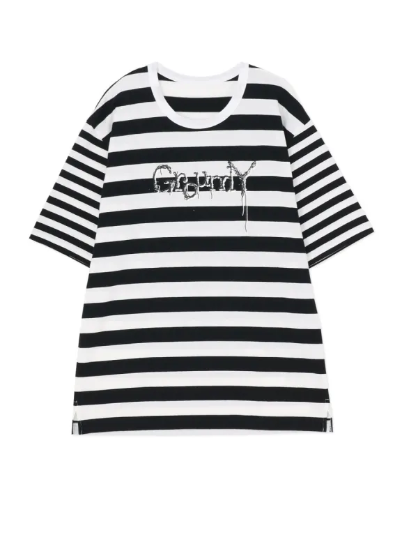 DIFFERENT LINES BORDER JERSEY GYLOGO TYPE-D GRAPHIC PRINT T-SHIRT sold by Yohji Yamamoto