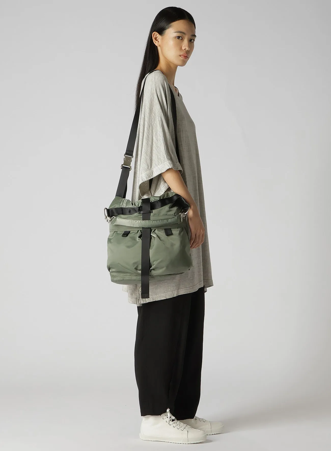 SUMI INK-DYED LINEN JERSEY SIDE BUTTON HALF SLEEVE BIG T-SHIRT sold by Yohji Yamamoto product image thumbnail 2