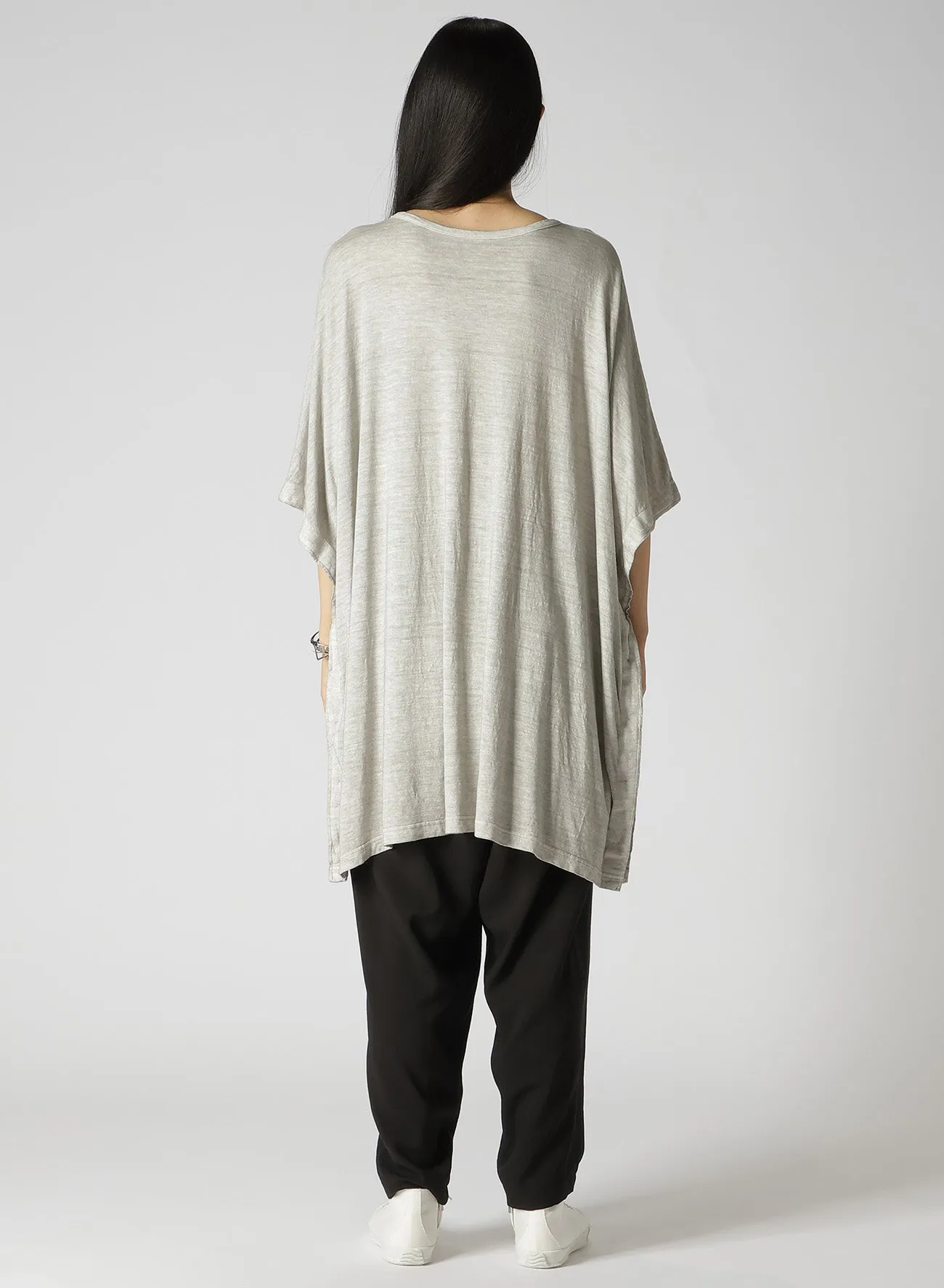 SUMI INK-DYED LINEN JERSEY SIDE BUTTON HALF SLEEVE BIG T-SHIRT sold by Yohji Yamamoto product image thumbnail 4