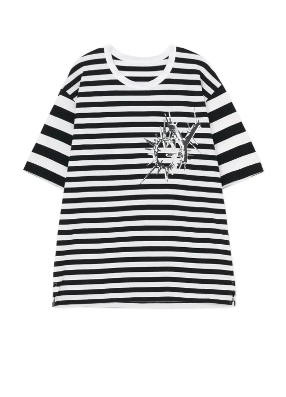 DIFFERENT LINES BORDER JERSEY GYLOGO TYPE-E GRAPHIC PRINT T-SHIRT sold by Yohji Yamamoto