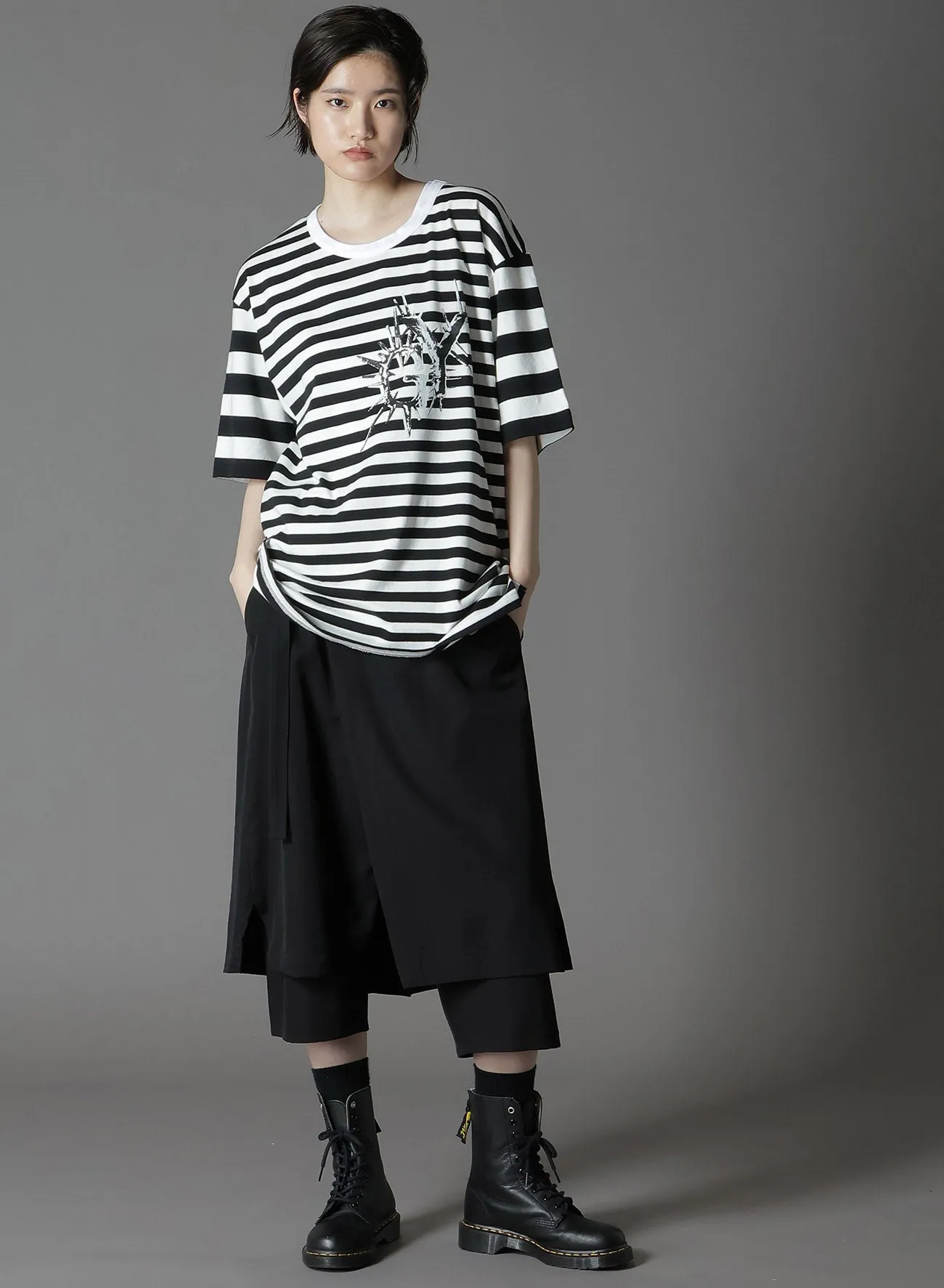 DIFFERENT LINES BORDER JERSEY GYLOGO TYPE-E GRAPHIC PRINT T-SHIRT sold by Yohji Yamamoto product image thumbnail 2
