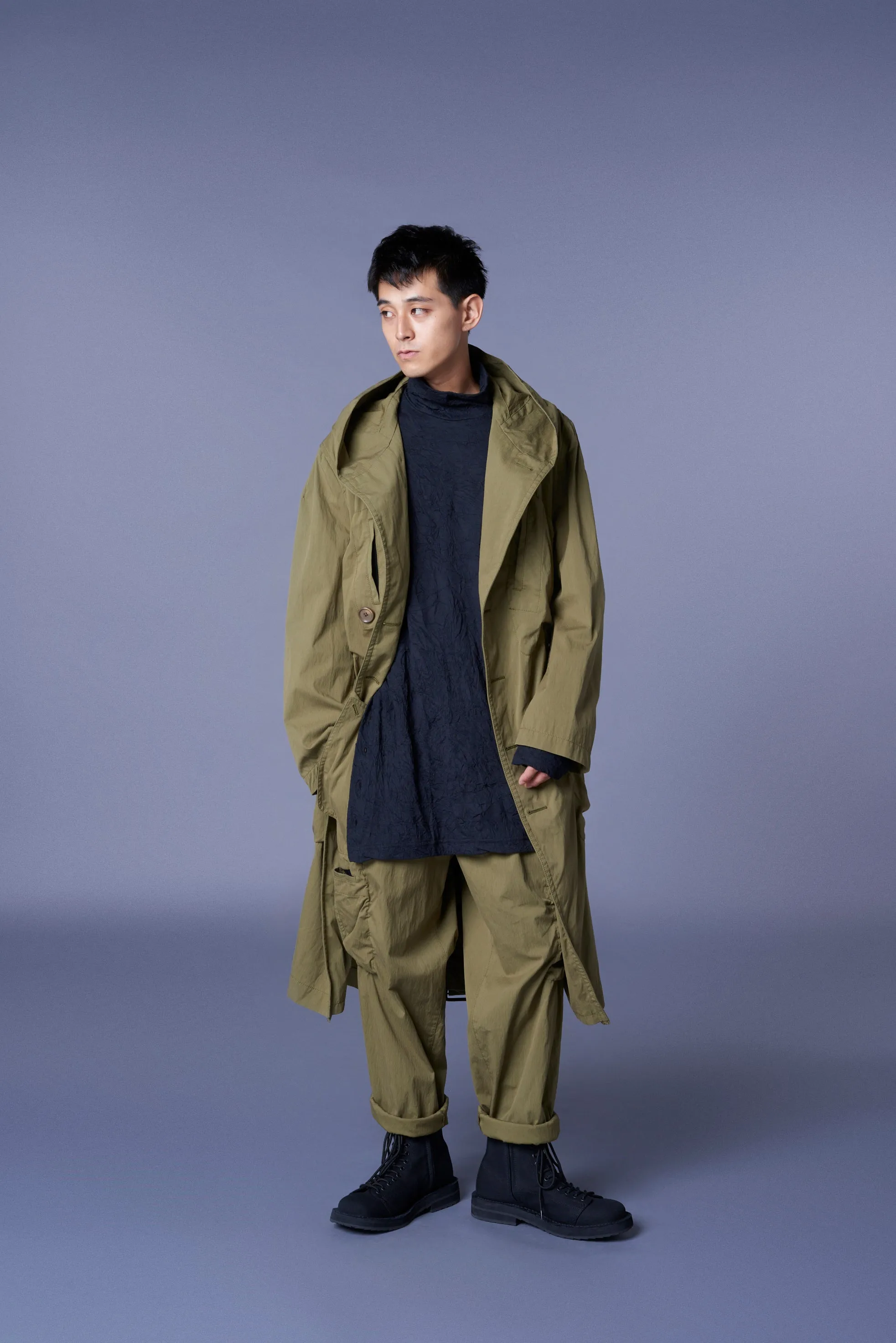 COTTON/NYLON OXFORD PANTS WITH FULLED WOOL GAUZE POCKETS sold by Yohji Yamamoto product image thumbnail 3