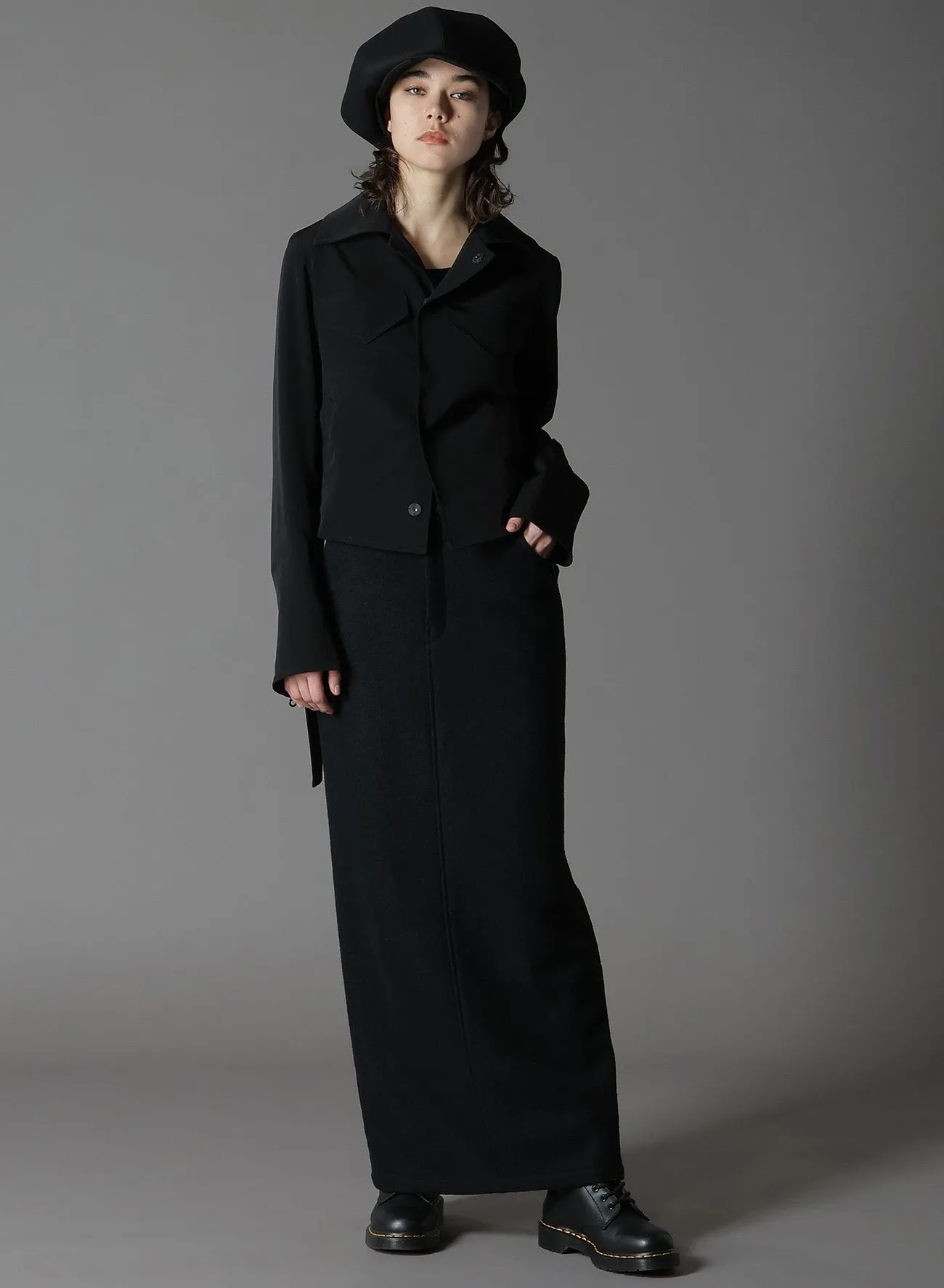 CREPE DE CHINE BACK CUTOUT SHORT JACKET sold by Yohji Yamamoto product image thumbnail 3