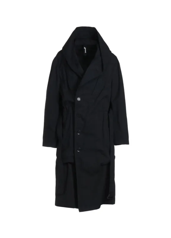 COTTON/NYLON OXFORD HOODED COAT WITH FULLED WOOL GAUZE POCKETS sold by Yohji Yamamoto