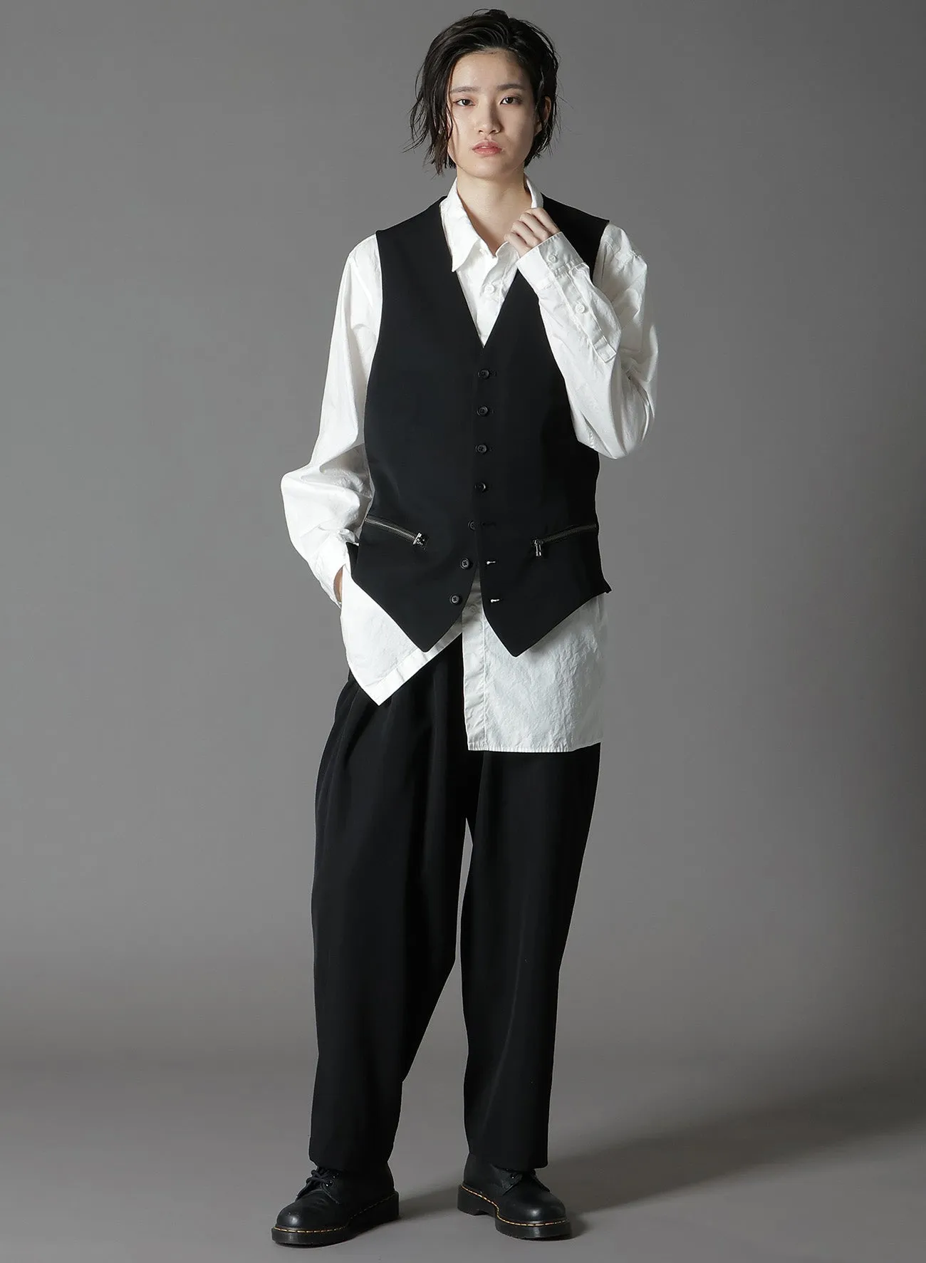 WOOL GABARDINE ZIPPER POCKET VEST sold by Yohji Yamamoto product image thumbnail 3