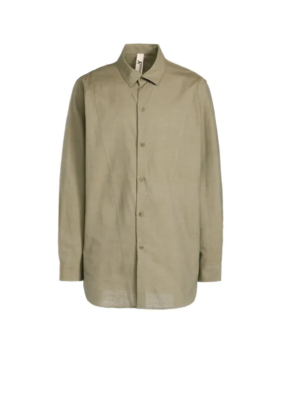 CHAMBRAY LAWN SLIM LONG PANEL SHIRT sold by Yohji Yamamoto