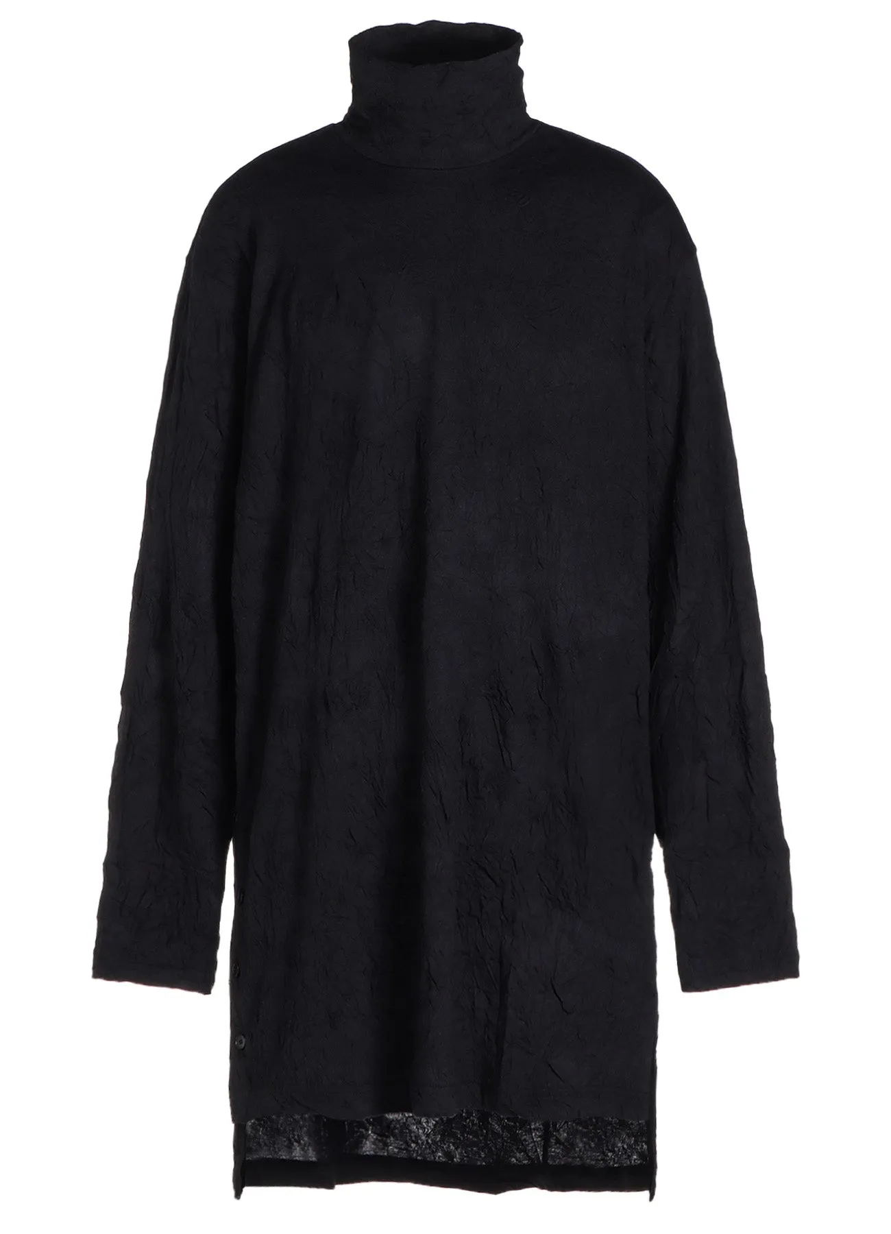 WRINKLED PLAIN STITCH RIGHT-BUTTON OPEN TURTLENECK LONG-SLEEVED T-SHIRT sold by Yohji Yamamoto product image thumbnail 2