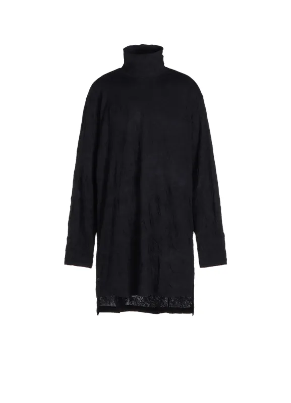 WRINKLED PLAIN STITCH RIGHT-BUTTON OPEN TURTLENECK LONG-SLEEVED T-SHIRT sold by Yohji Yamamoto