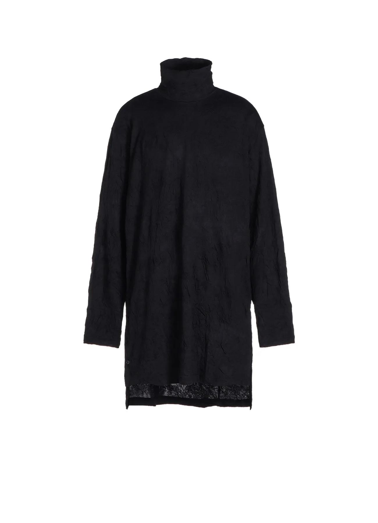 WRINKLED PLAIN STITCH RIGHT-BUTTON OPEN TURTLENECK LONG-SLEEVED T-SHIRT sold by Yohji Yamamoto
