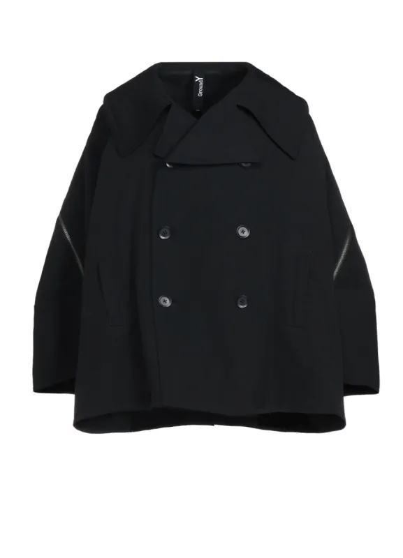 WOOL GABARDINE SLEEVE ZIPPER COAT sold by Yohji Yamamoto