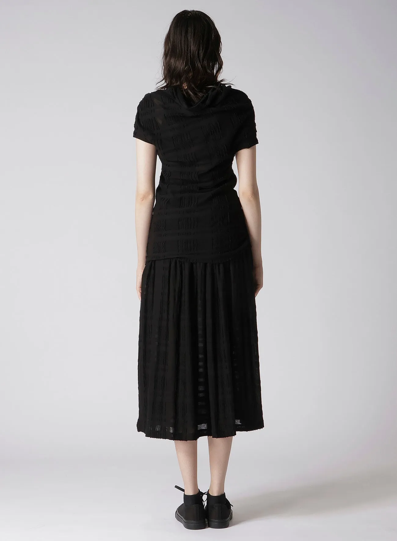 INTARSIA PLAID JQ DRAPE DETAIL SHORT SLV TOP sold by Yohji Yamamoto product image thumbnail 5