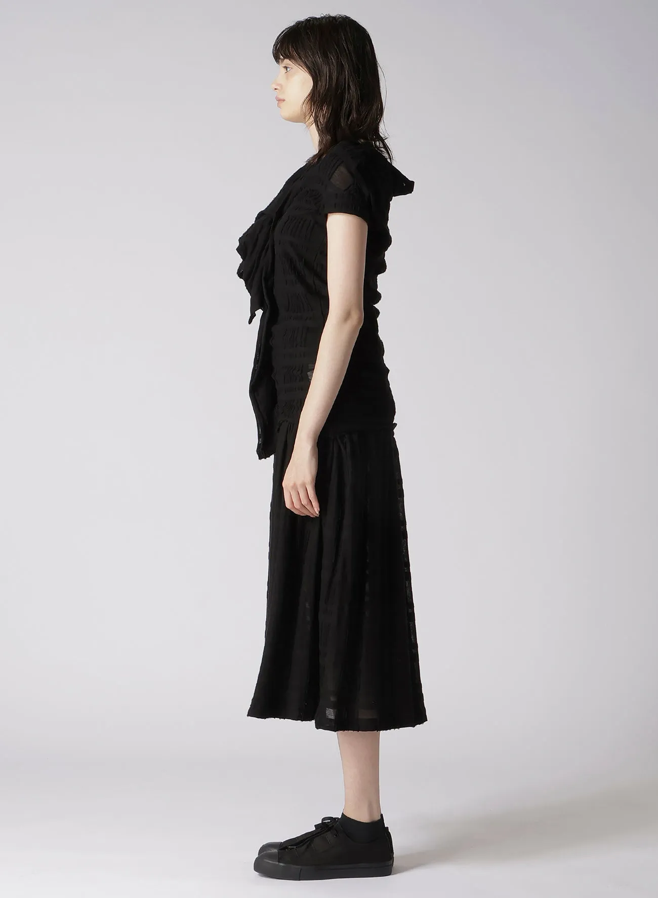 INTARSIA PLAID JQ DRAPE DETAIL SHORT SLV TOP sold by Yohji Yamamoto product image thumbnail 4