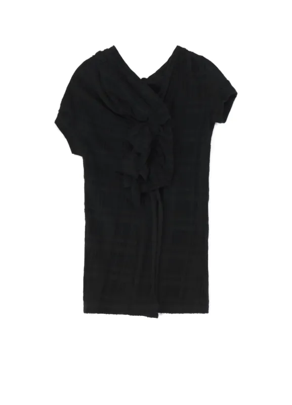 INTARSIA PLAID JQ DRAPE DETAIL SHORT SLV TOP sold by Yohji Yamamoto