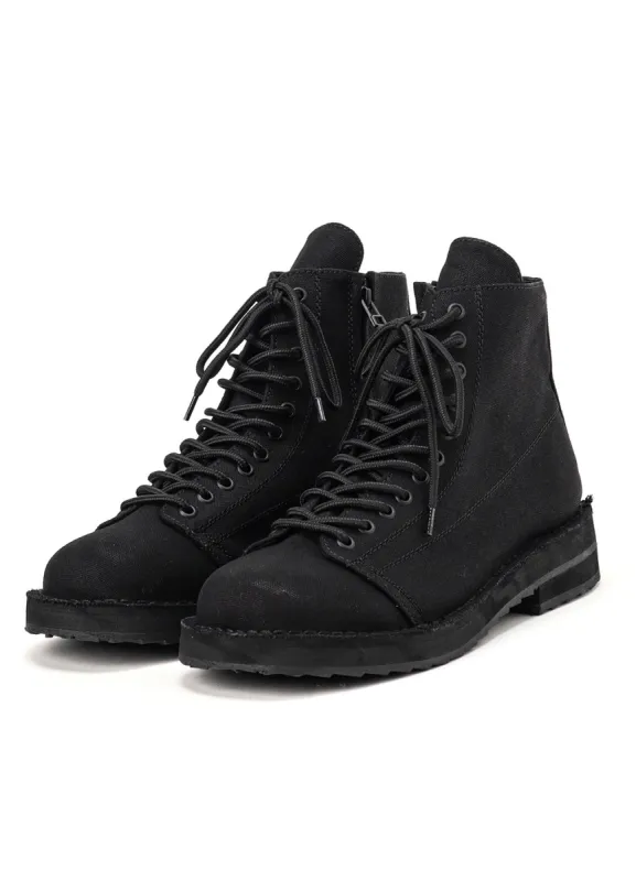 COTTON CANVAS LACE-UP BIKER BOOTS sold by Yohji Yamamoto