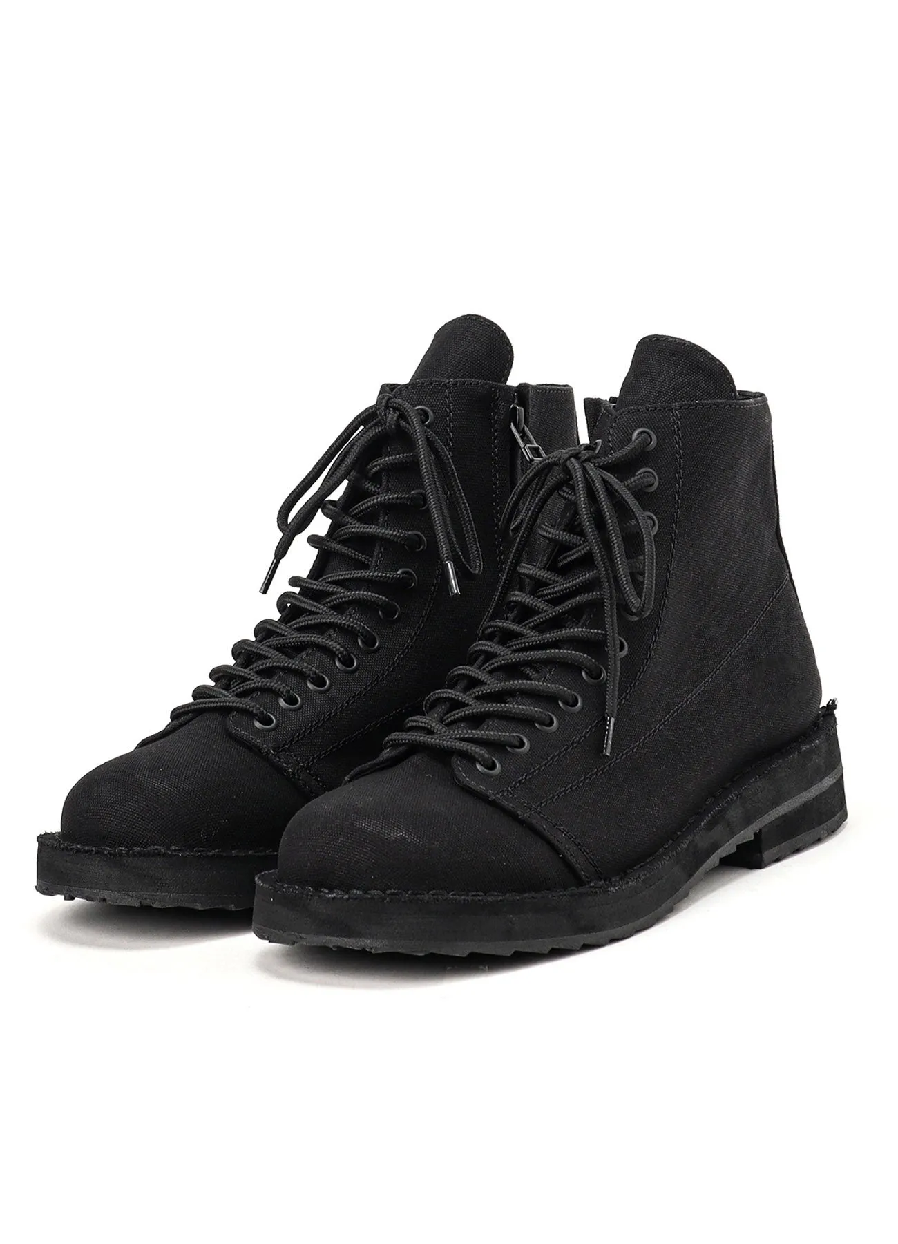 COTTON CANVAS LACE-UP BIKER BOOTS sold by Yohji Yamamoto