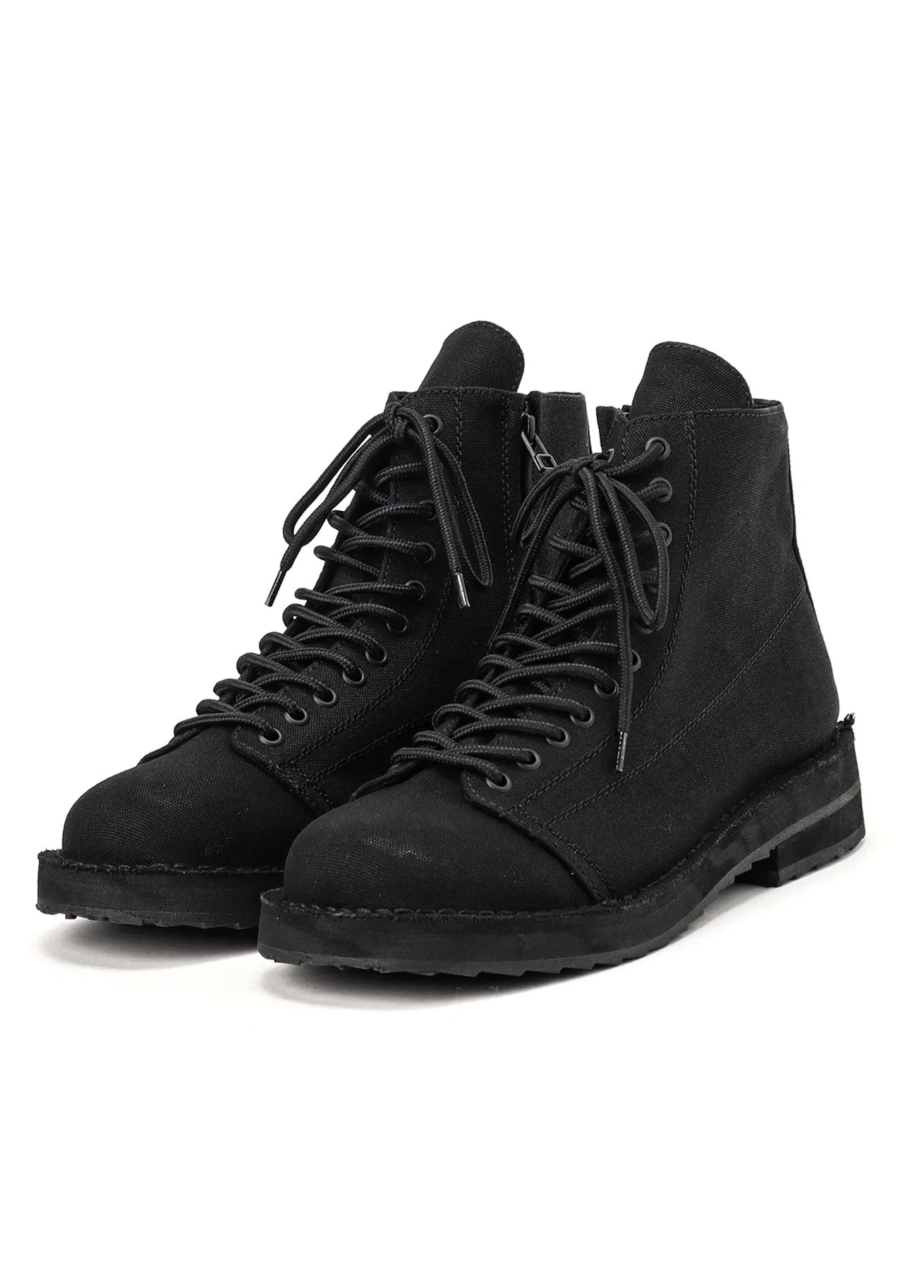 COTTON CANVAS LACE-UP BIKER BOOTS sold by Yohji Yamamoto product image thumbnail 2