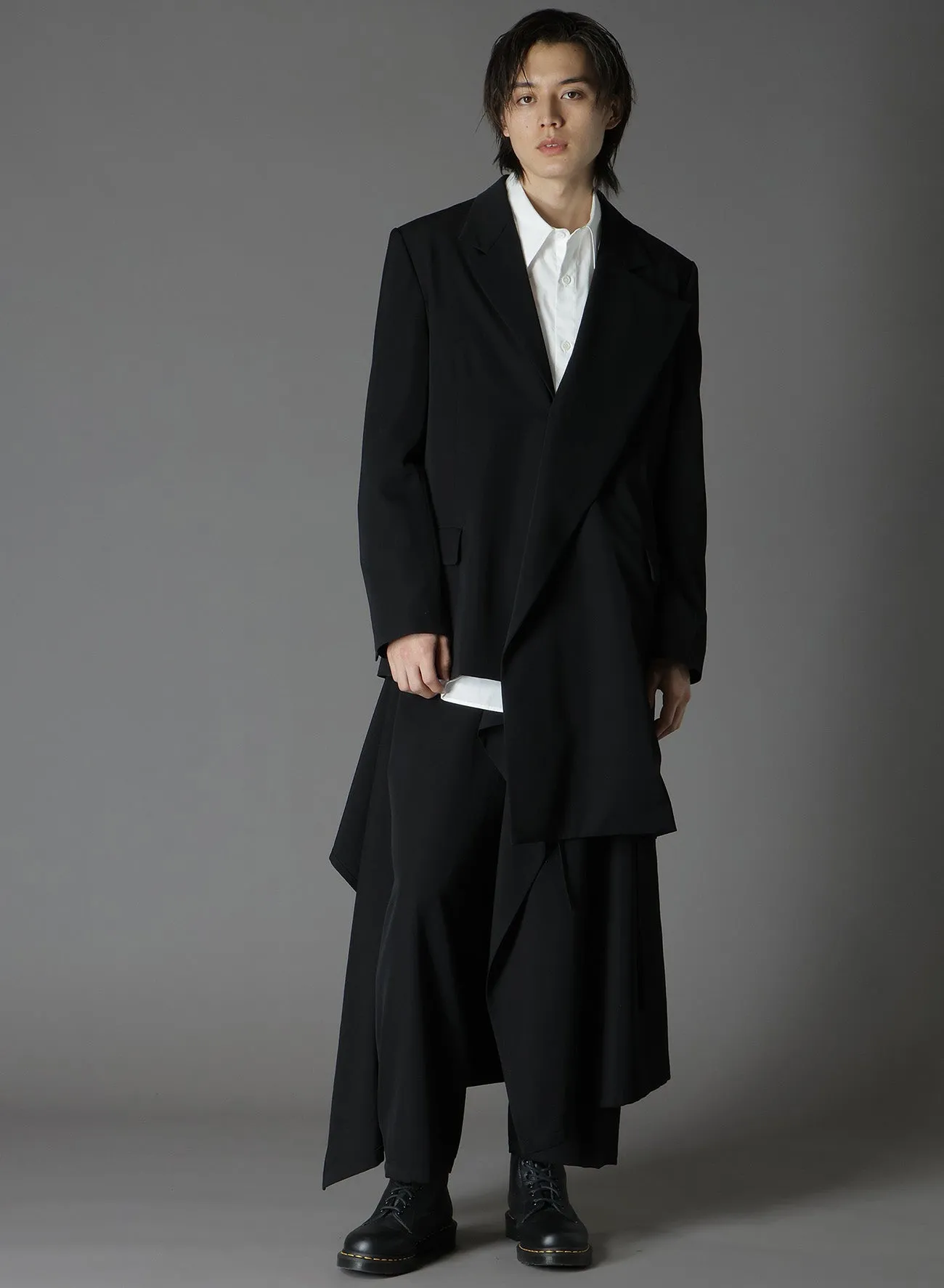 WOOL GABARDINE ASYMMETRICAL JACKET sold by Yohji Yamamoto product image thumbnail 2