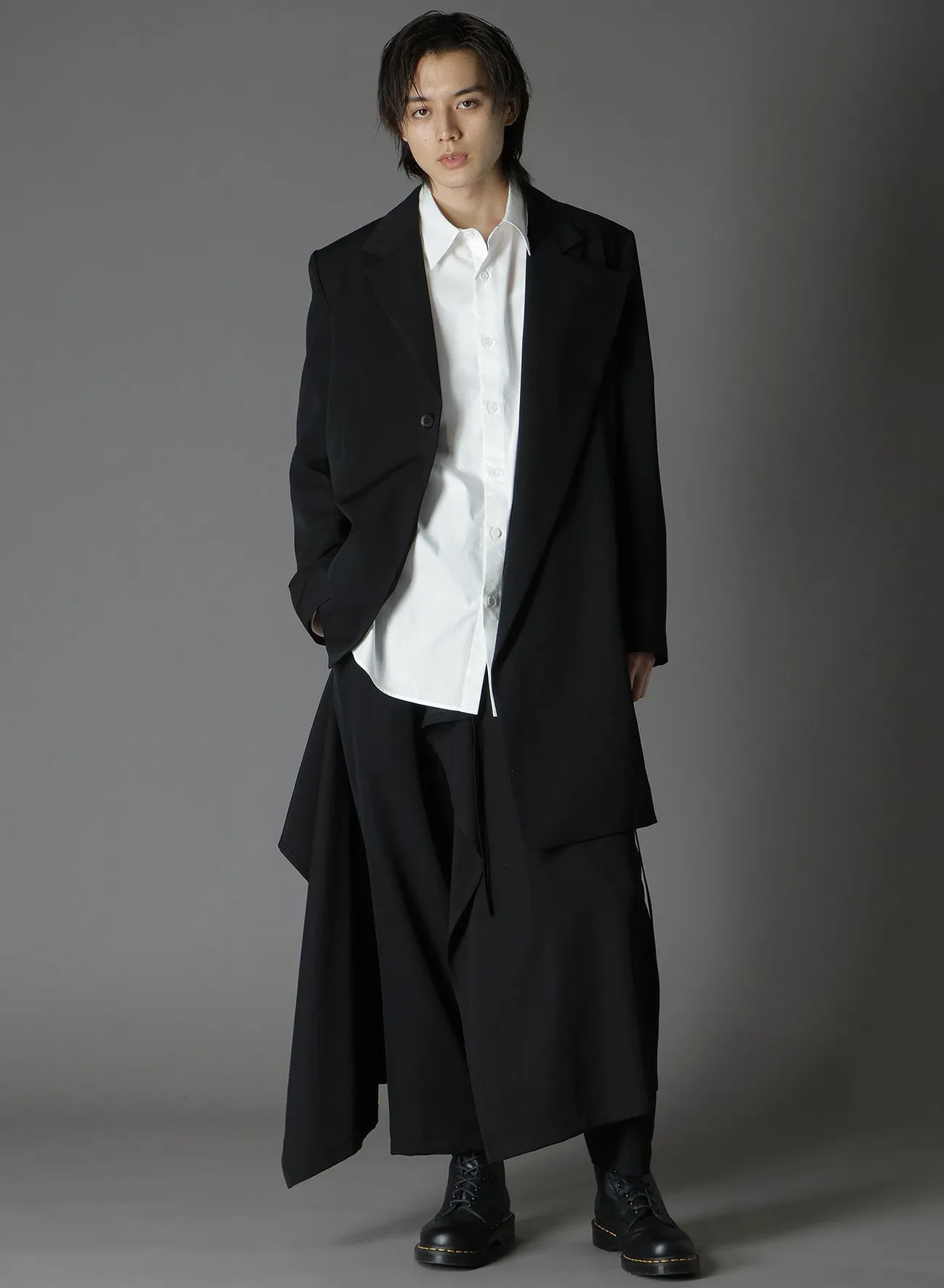 WOOL GABARDINE ASYMMETRICAL JACKET sold by Yohji Yamamoto product image thumbnail 3