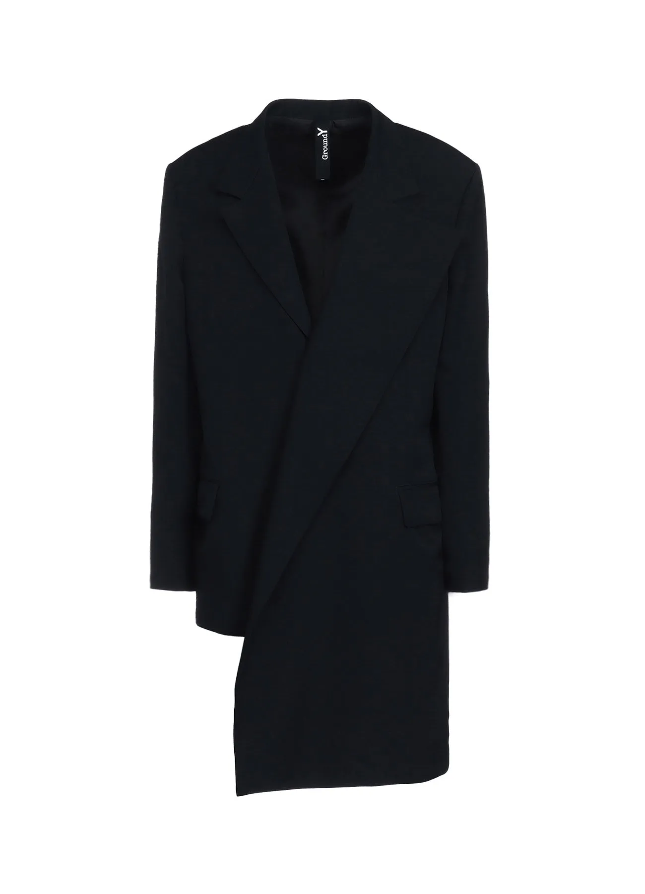 WOOL GABARDINE ASYMMETRICAL JACKET sold by Yohji Yamamoto