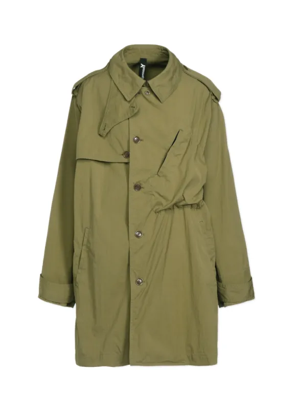 COTTON/NYLON OXFORD ZIPPER TRENCH COAT WITH FULLED WOOL GAUZE POCKETS made by Yohji Yamamoto