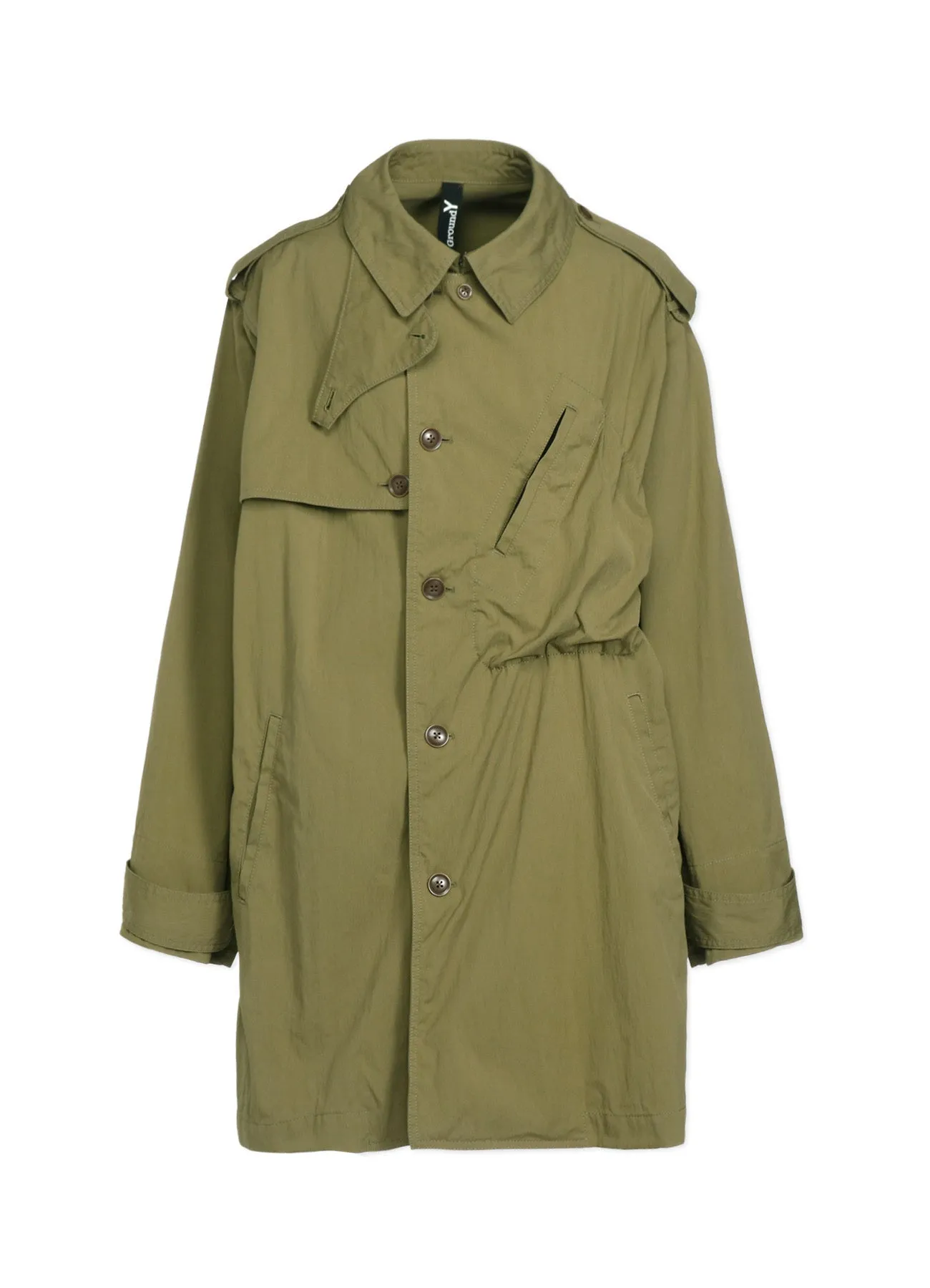 COTTON/NYLON OXFORD ZIPPER TRENCH COAT WITH FULLED WOOL GAUZE POCKETS sold by Yohji Yamamoto