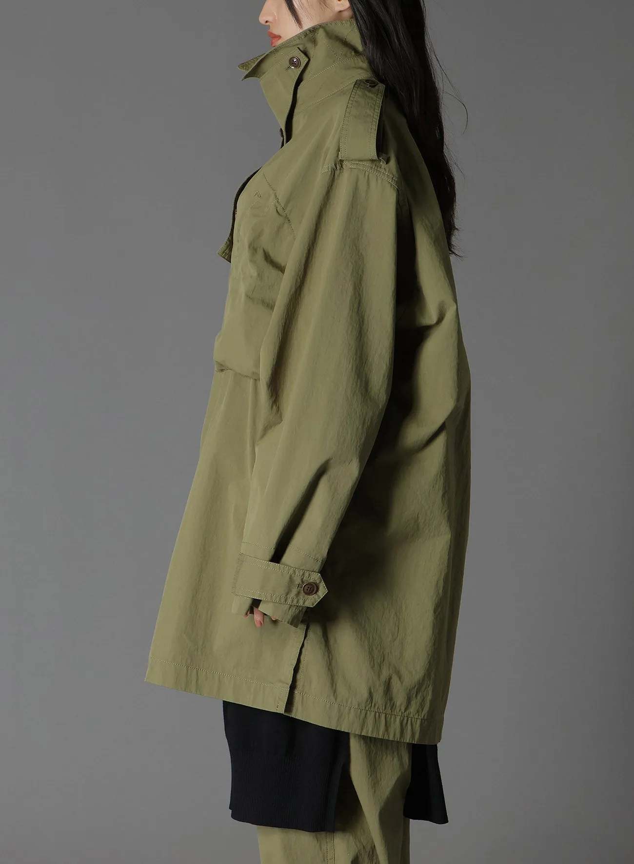 COTTON/NYLON OXFORD ZIPPER TRENCH COAT WITH FULLED WOOL GAUZE POCKETS sold by Yohji Yamamoto product image thumbnail 5