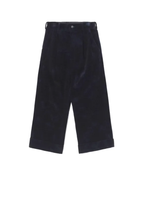 UNEVEN DYED CORDUROY 2 TUCK WIDE CUFFED PANTS sold by Yohji Yamamoto