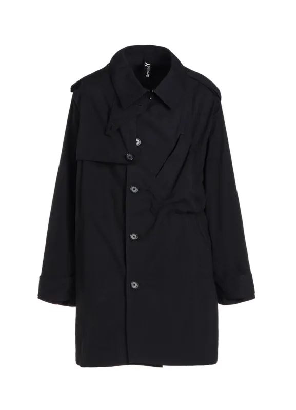 COTTON/NYLON OXFORD ZIPPER TRENCH COAT WITH FULLED WOOL GAUZE POCKETS sold by Yohji Yamamoto
