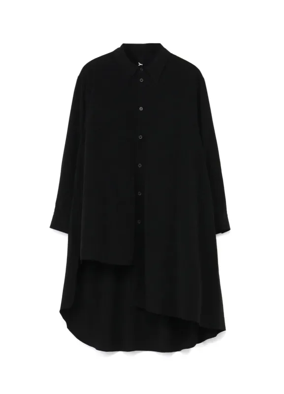 TRIACETATE/POLYESTER CREPE de CHINE JUMBO ASYMMETRIC SHIRT made by Yohji Yamamoto
