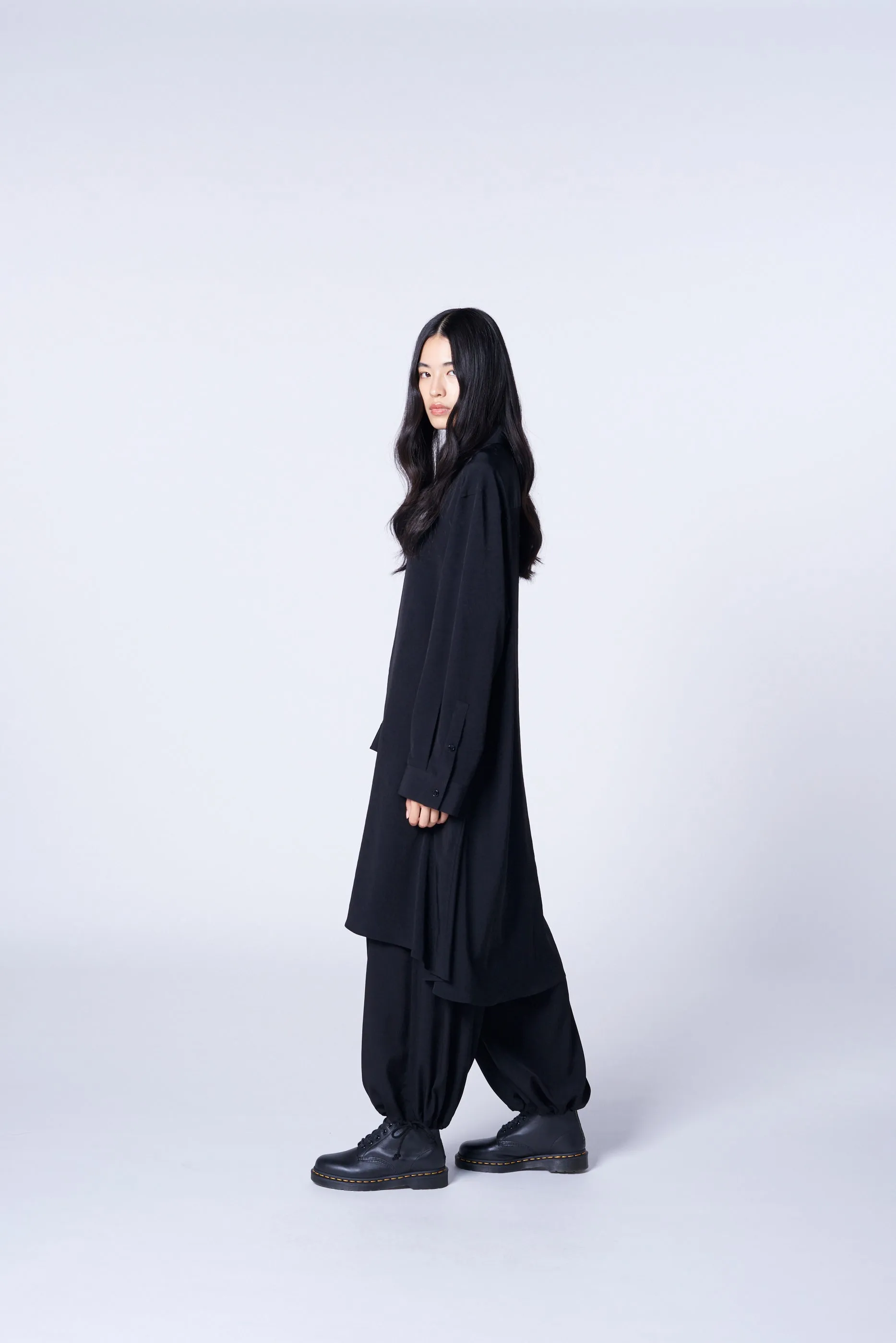 TRIACETATE/POLYESTER CREPE de CHINE JUMBO ASYMMETRIC SHIRT sold by Yohji Yamamoto product image thumbnail 3