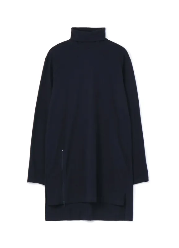 30/- COTTON JERSEY JUMBO TURTLENECK WITH ZIPPERED SIDE SLITS sold by Yohji Yamamoto