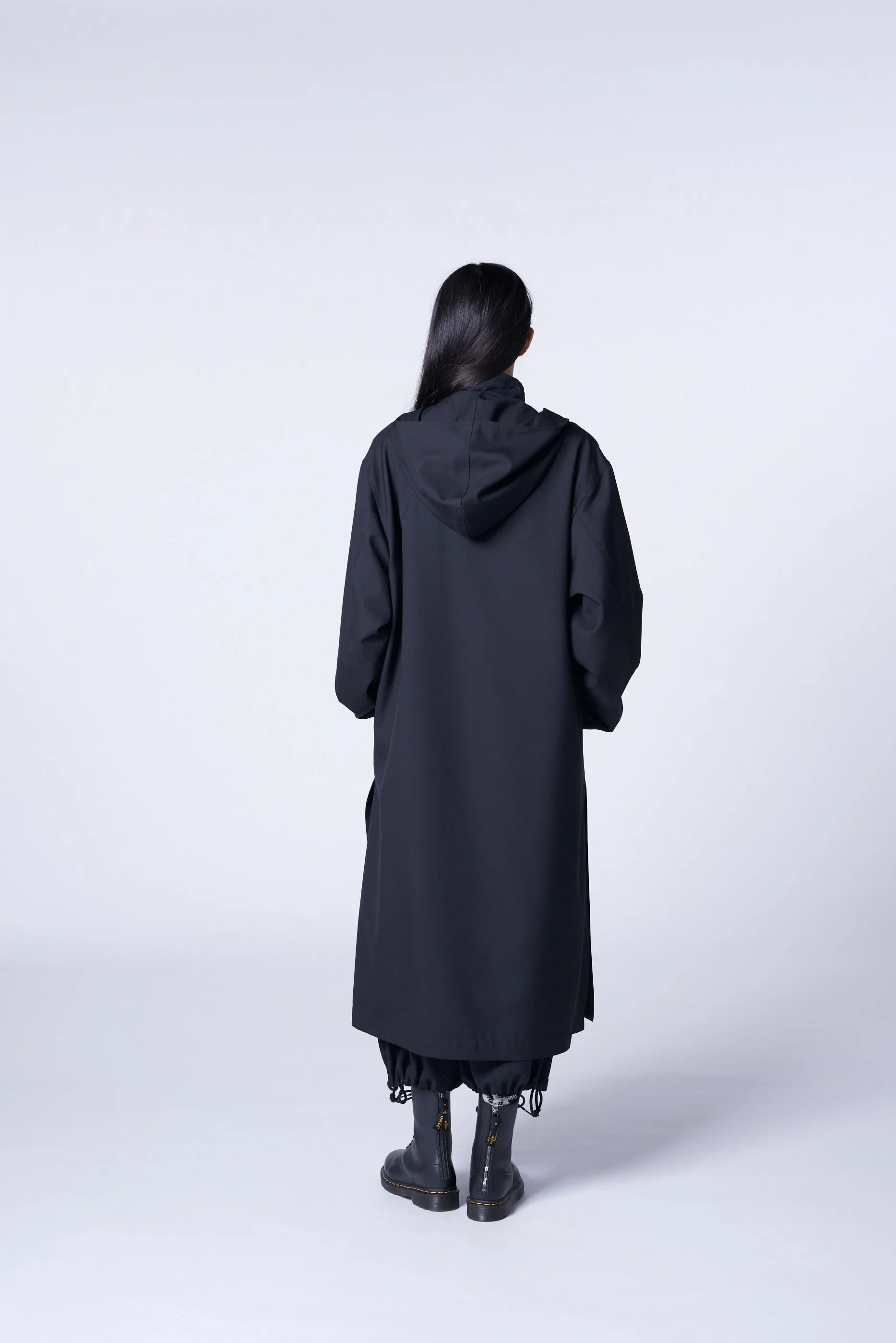 WOOL/POLYESTER GABARDINE DOUBLE BREASTED LONG HOODIE sold by Yohji Yamamoto product image thumbnail 4