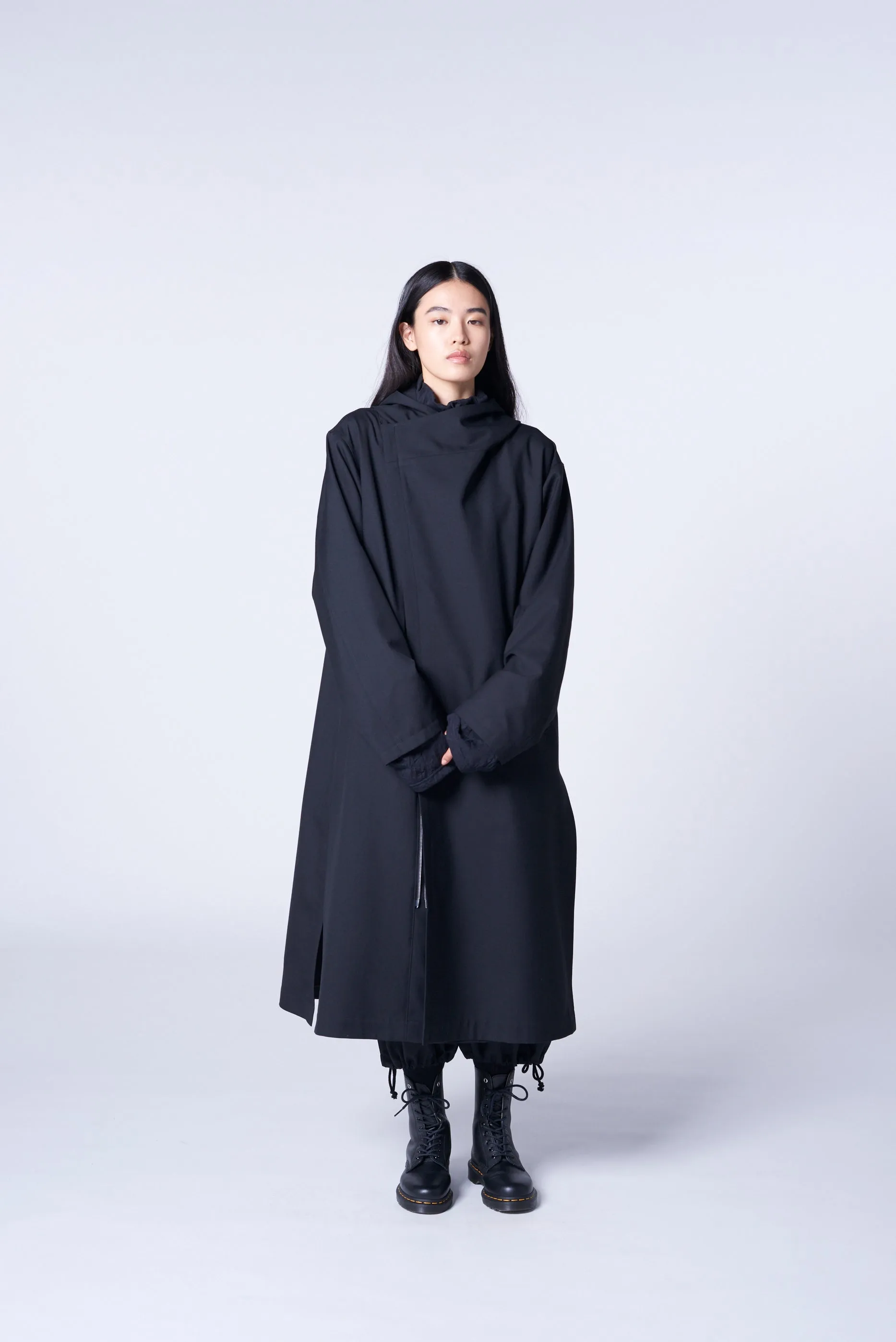 WOOL/POLYESTER GABARDINE DOUBLE BREASTED LONG HOODIE sold by Yohji Yamamoto product image thumbnail 5