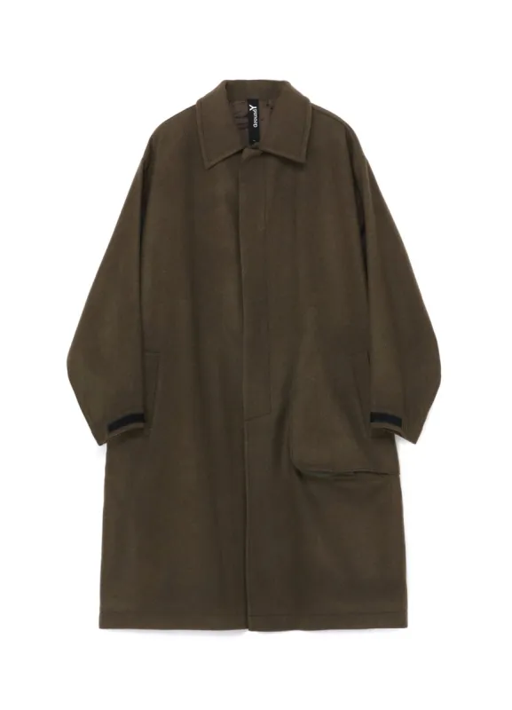 RECYCLED WOOL MELTON GUSSET BALMACHAN COAT sold by Yohji Yamamoto