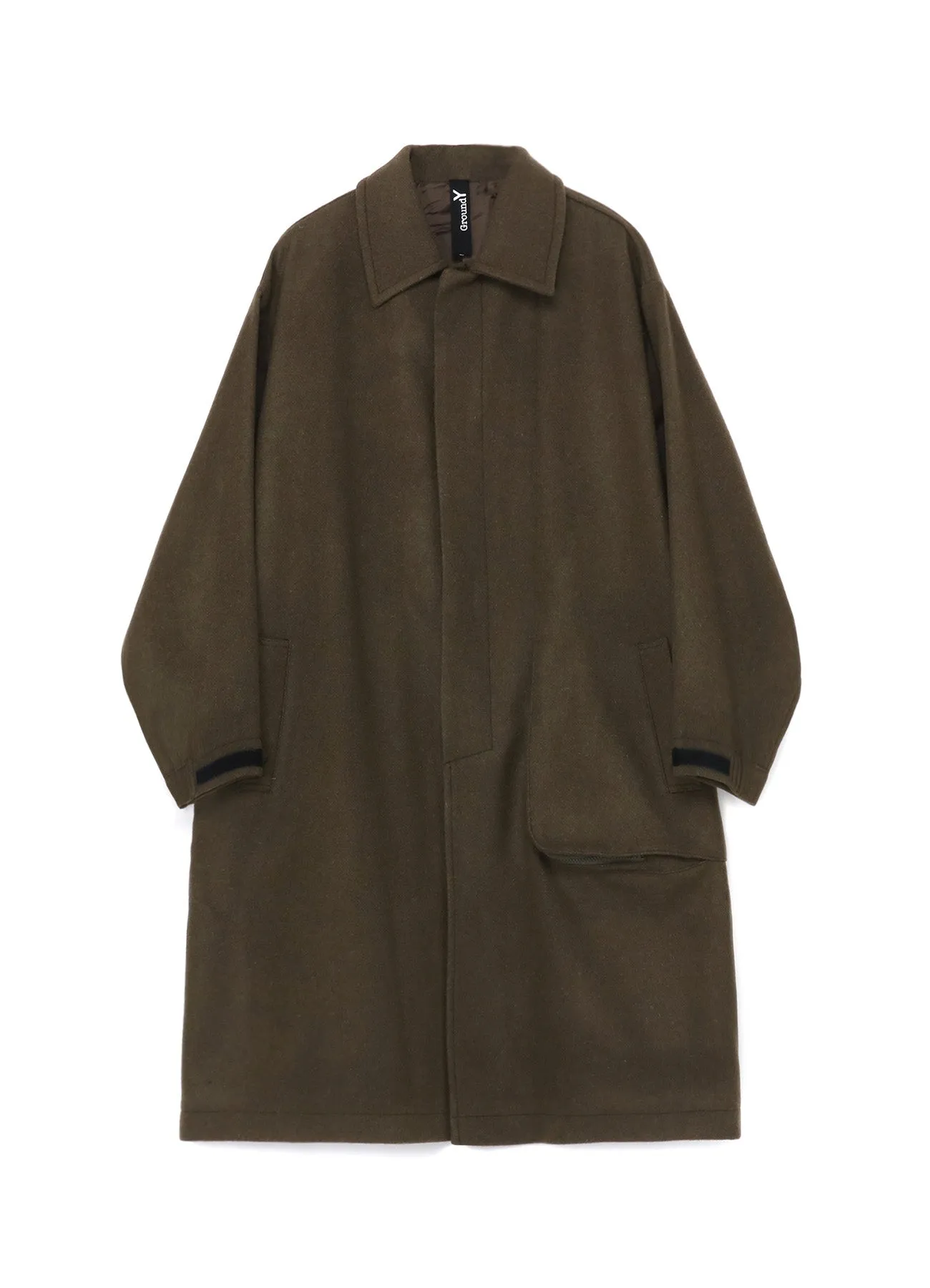 RECYCLED WOOL MELTON GUSSET BALMACHAN COAT sold by Yohji Yamamoto