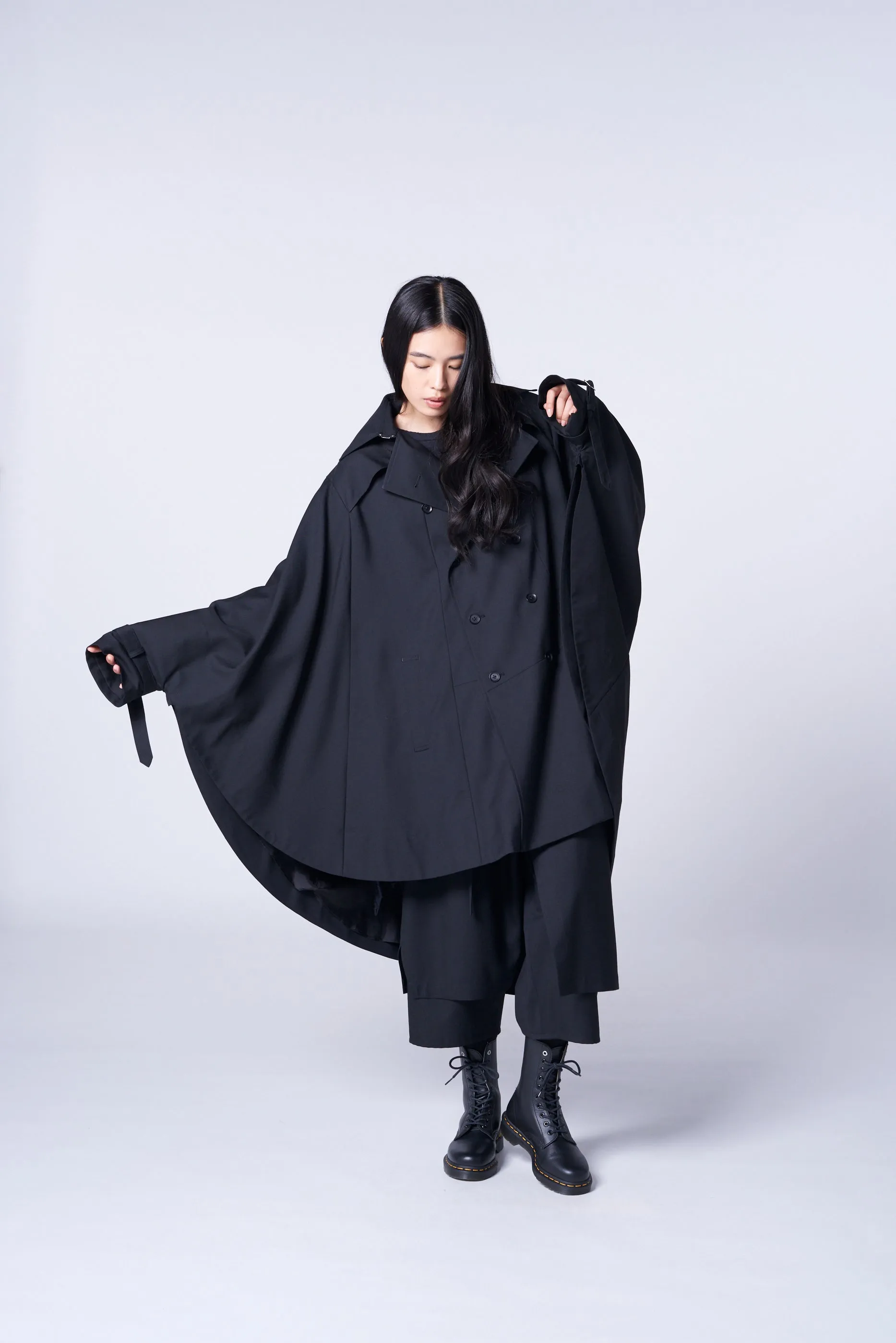 WOOL/POLYESTER GABARDINE JUMBO CAPE CLOAK sold by Yohji Yamamoto product image thumbnail 3
