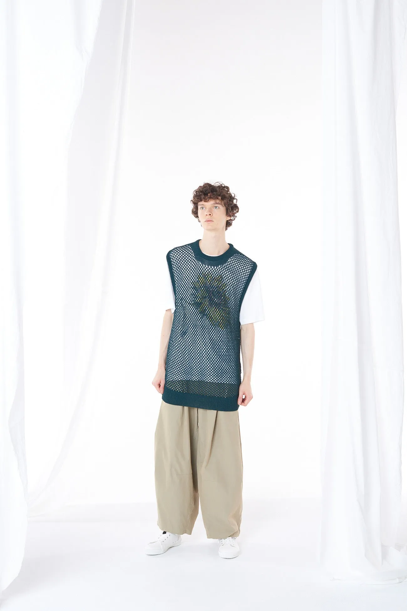 COTTON/NYLON MESH KNITTED VEST sold by Yohji Yamamoto product image thumbnail 5