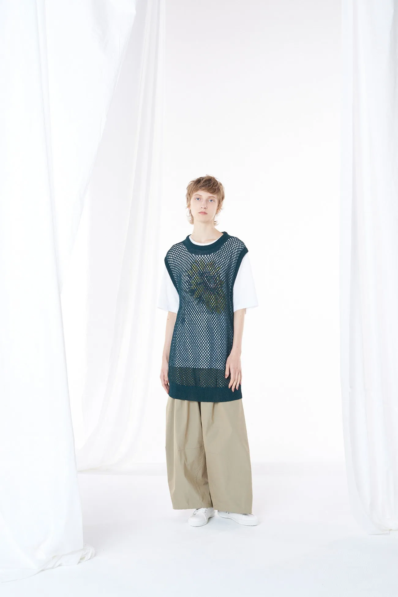COTTON/NYLON MESH KNITTED VEST sold by Yohji Yamamoto product image thumbnail 4