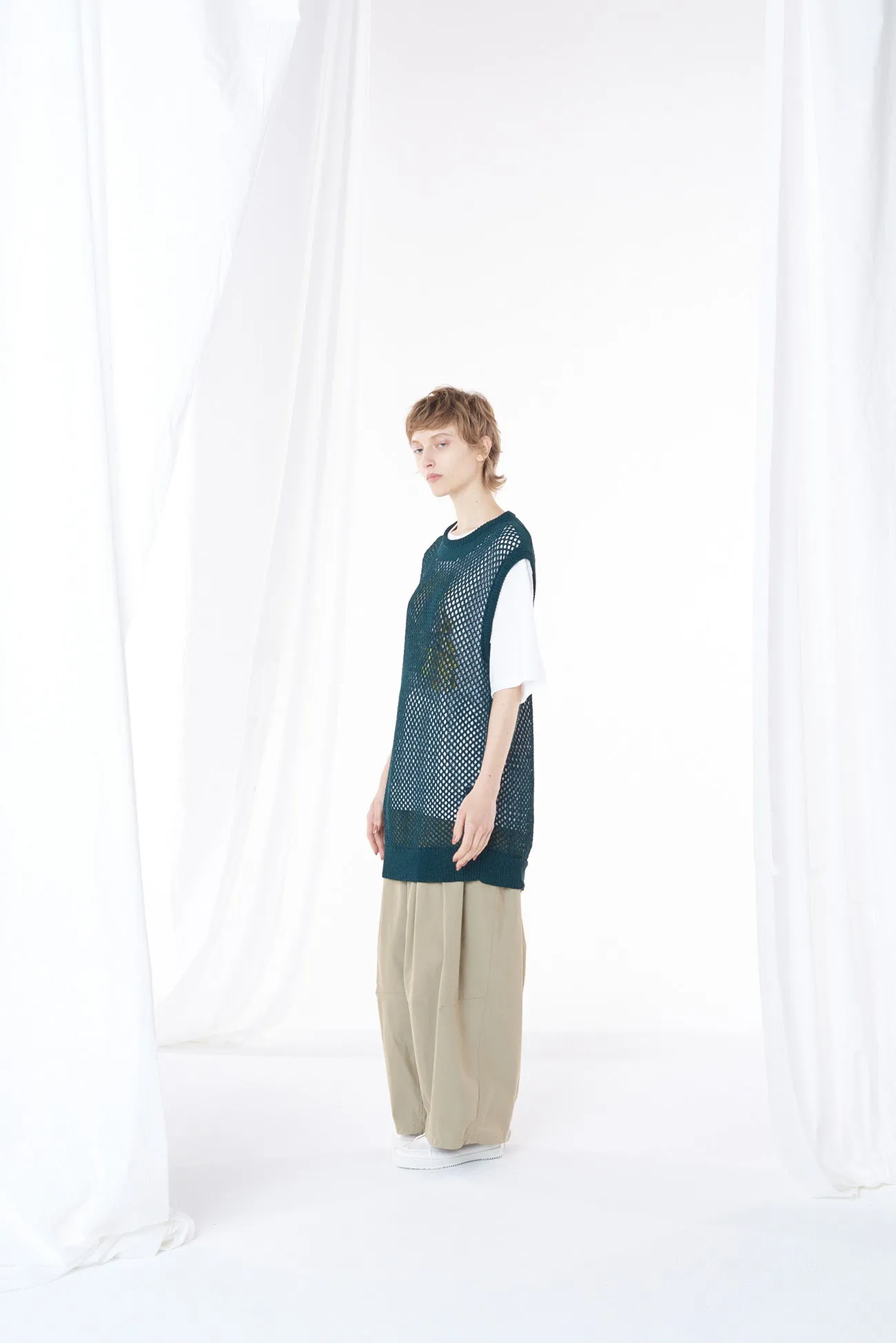 COTTON/NYLON MESH KNITTED VEST sold by Yohji Yamamoto product image thumbnail 2